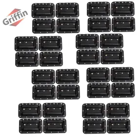 Metal Flip Speaker Cabinet Handles (32-PACK) for Rack Road Flight Trunk by GRIFFIN - Spring-Loaded Flush Pull with Black Grip Rubber Padding - DJ PA Pro-Audio Stage Gear Parts