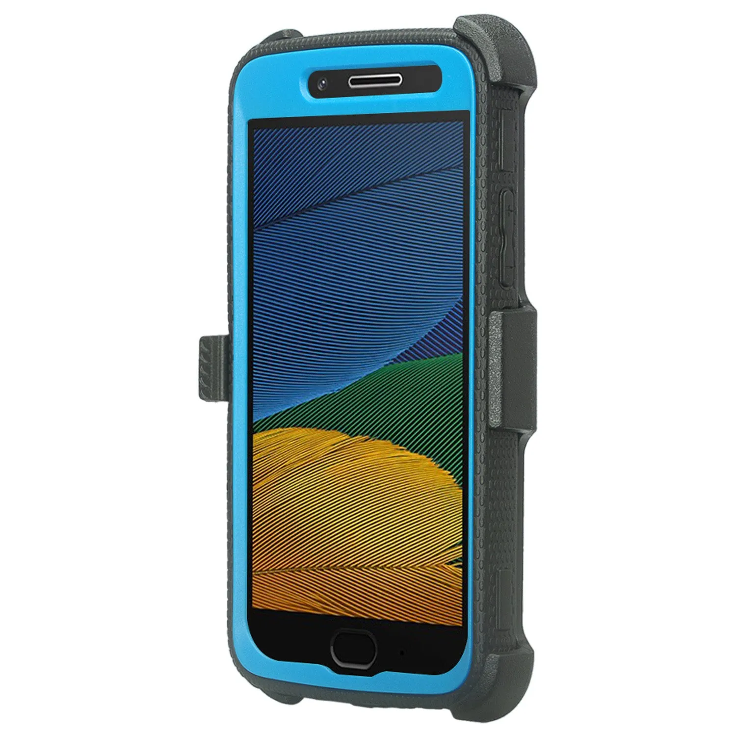 Motorola Moto G5 Plus Case, Triple Protection 3-1 w/ Built in Screen Protector Heavy Duty Holster Shell Combo Case for Moto G5 Plus - Blue