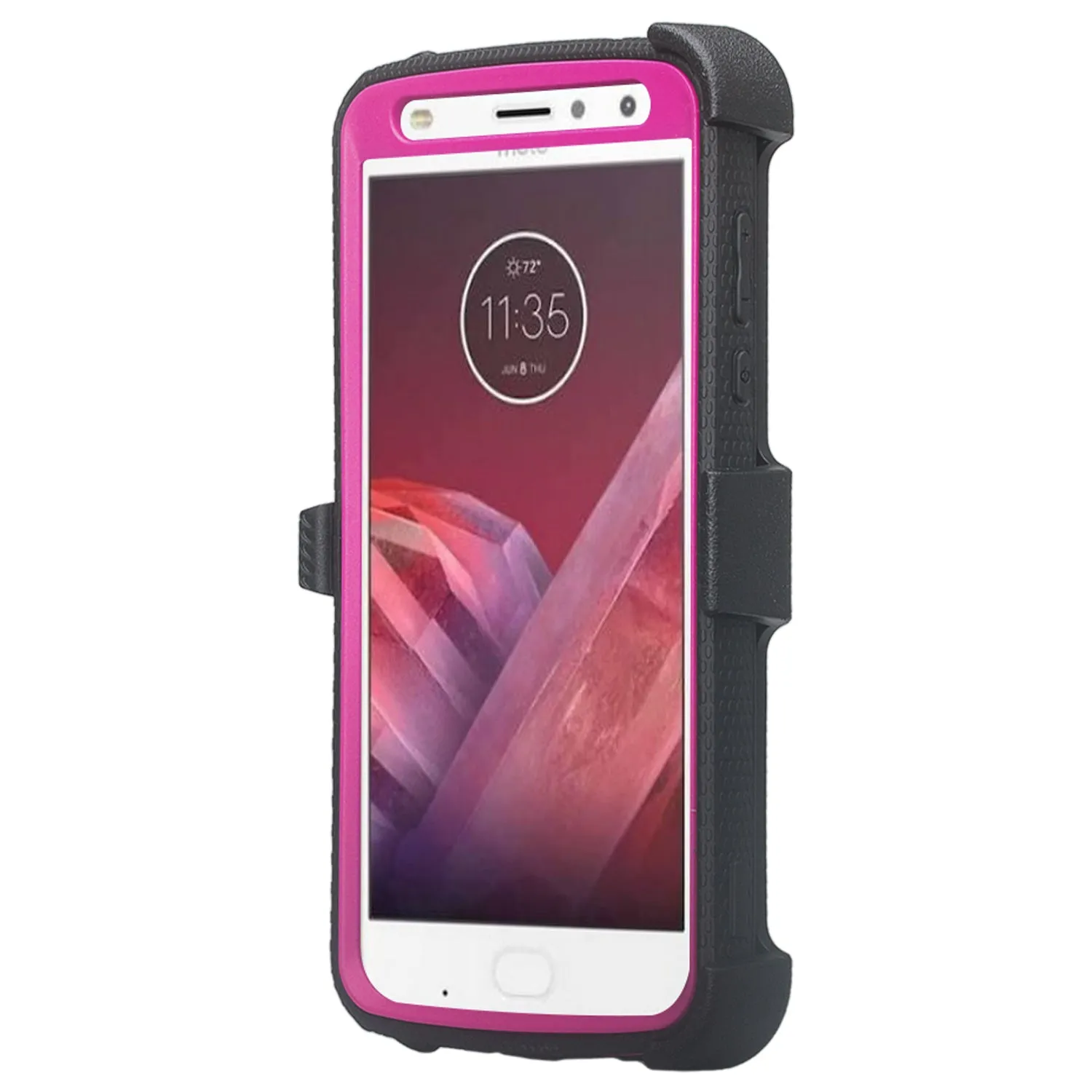Motorola Moto Z2 Force Case,  Triple Protection 3-1 w/ Built in Screen Protector Heavy Duty Holster Shell Combo Case - Purple