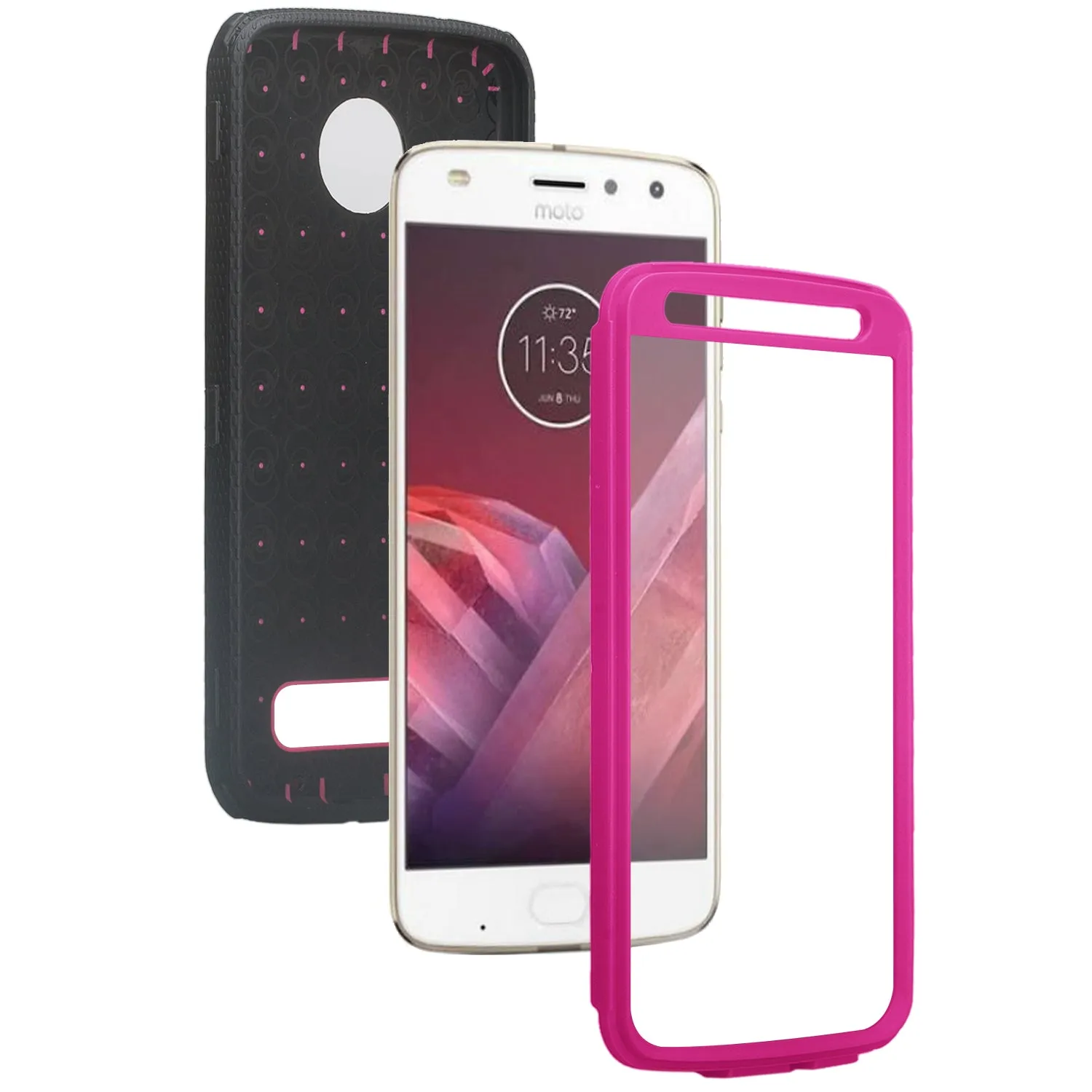 Motorola Moto Z2 Force Case,  Triple Protection 3-1 w/ Built in Screen Protector Heavy Duty Holster Shell Combo Case - Purple