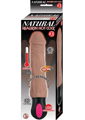 Natural Realskin Hot Cock 3 Rechargeable Warming Dildo