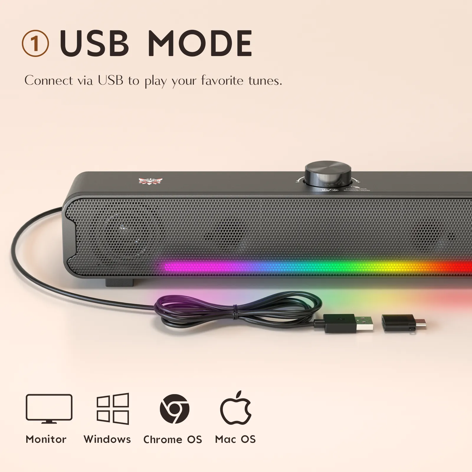 ONIKUMA L16 Bluetooth-compatible Speaker with RGB Light, Powerful Computer Speaker Portable Soundbar for TV Home Theater PC Gaming