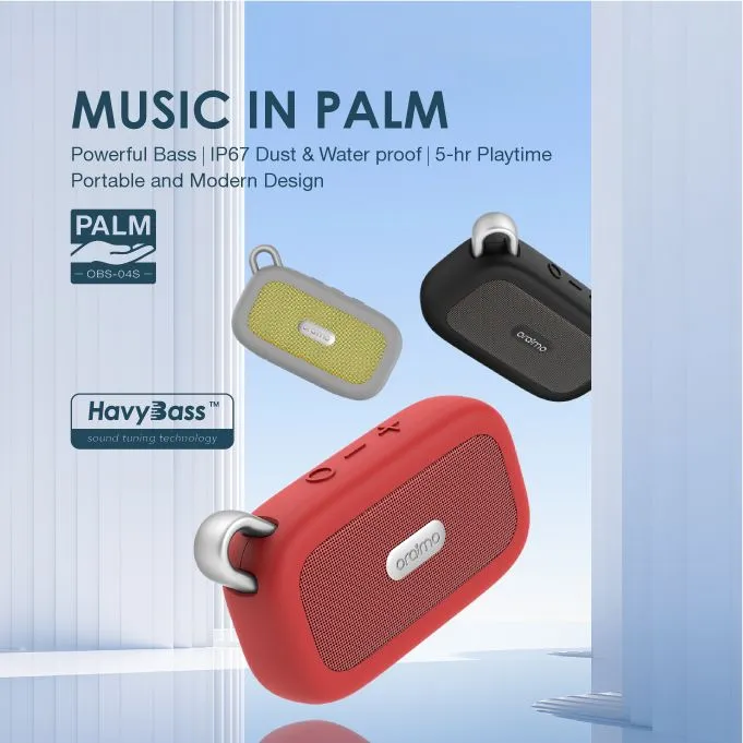 Oraimo OBS-04S PALM Mini HavyBass Portable IP67 Dust&Waterproof Wireless Speaker