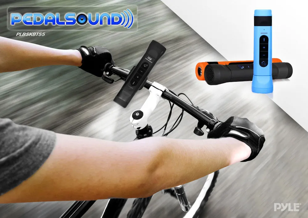 Pedal Sound 3-In-1 Waterproof Bluetooth Bicycle Speaker, With Built-In Mic For Call Answering, Power Bank & Flashlight (Orange)