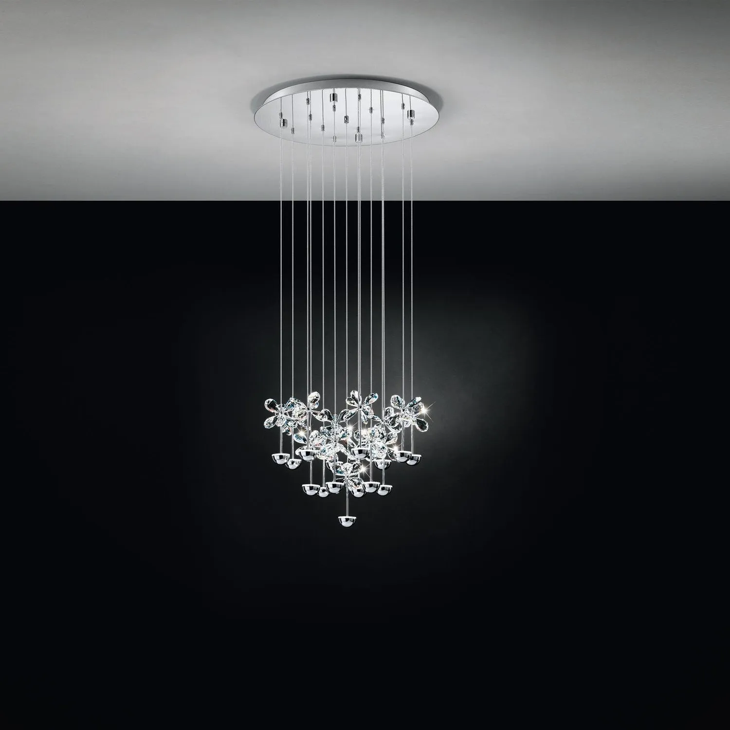 Pianopoli Crystal Chrome LED Pendant Light w/ Clear Glass (10, or 15)