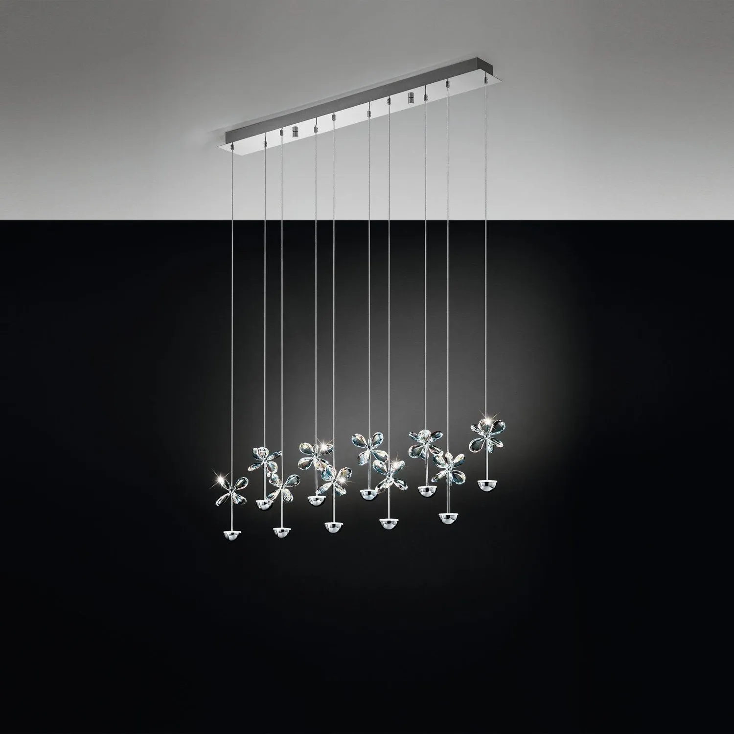 Pianopoli Crystal Chrome LED Pendant Light w/ Clear Glass (10, or 15)
