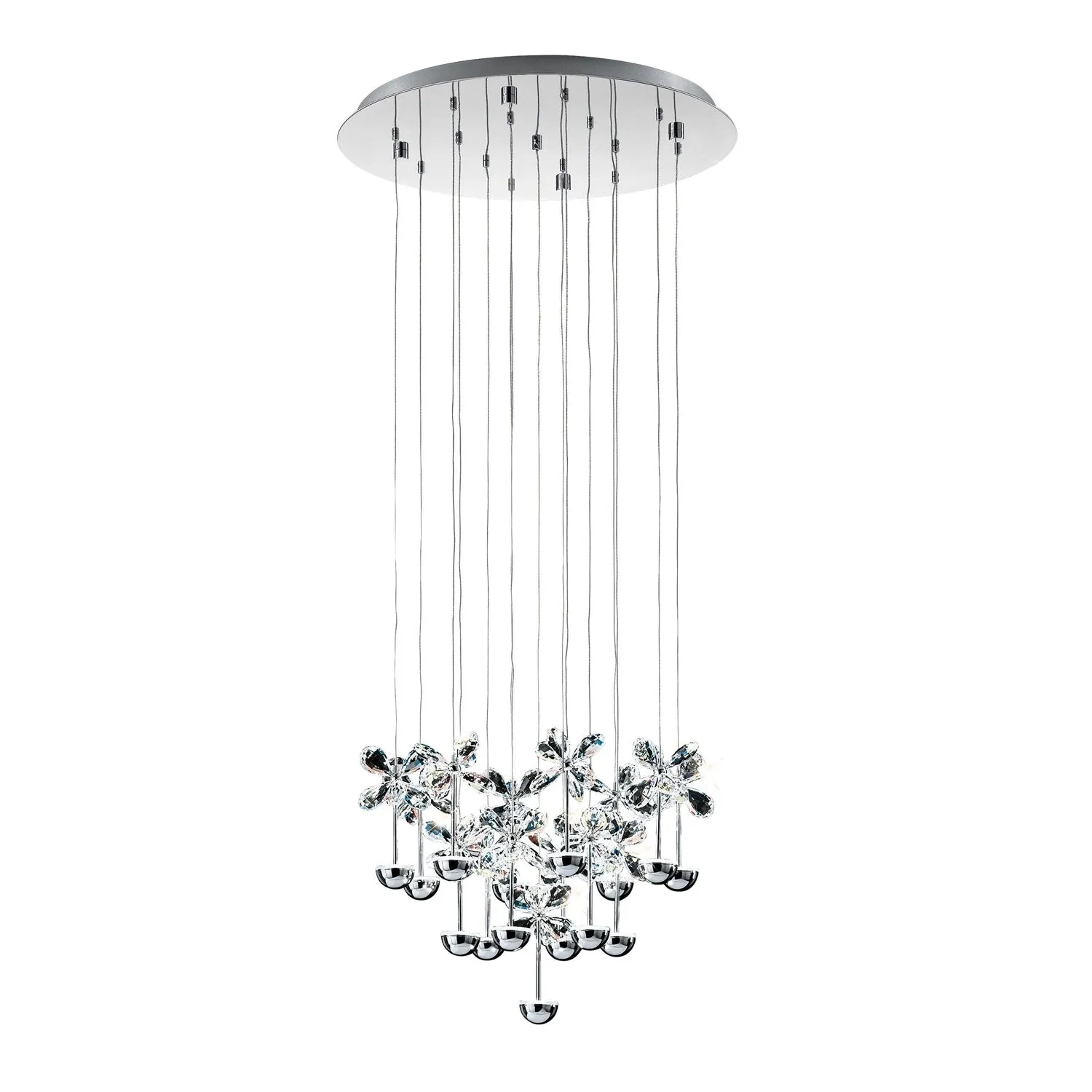 Pianopoli Crystal Chrome LED Pendant Light w/ Clear Glass (10, or 15)