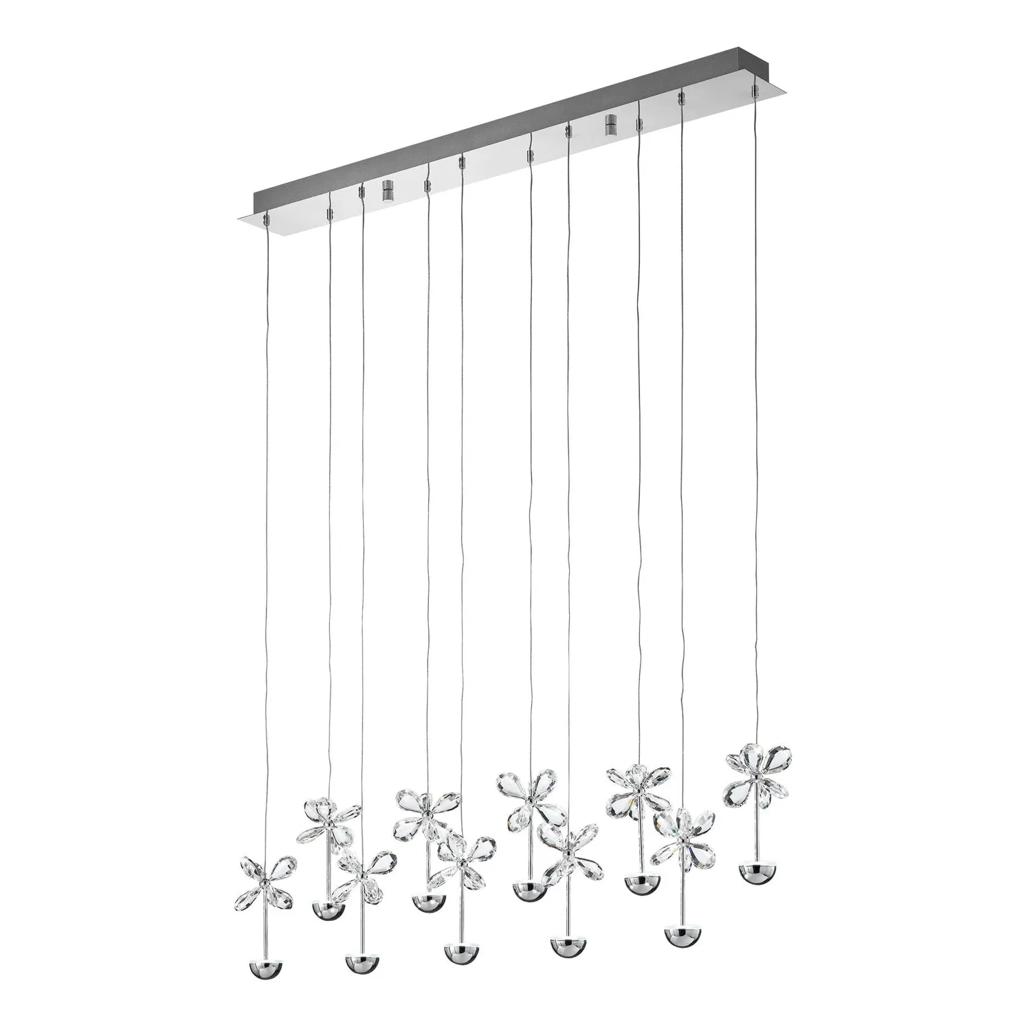 Pianopoli Crystal Chrome LED Pendant Light w/ Clear Glass (10, or 15)