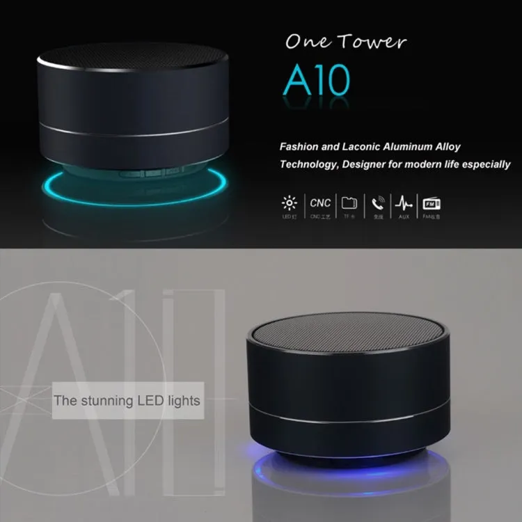 Portable A10 Bluetooth Speaker with LED Light & Mic - Hands-free Calls & TF Card Support