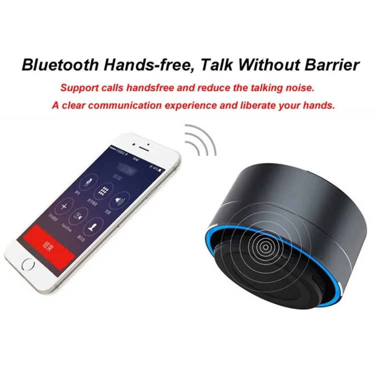 Portable A10 Bluetooth Speaker with LED Light & Mic - Hands-free Calls & TF Card Support