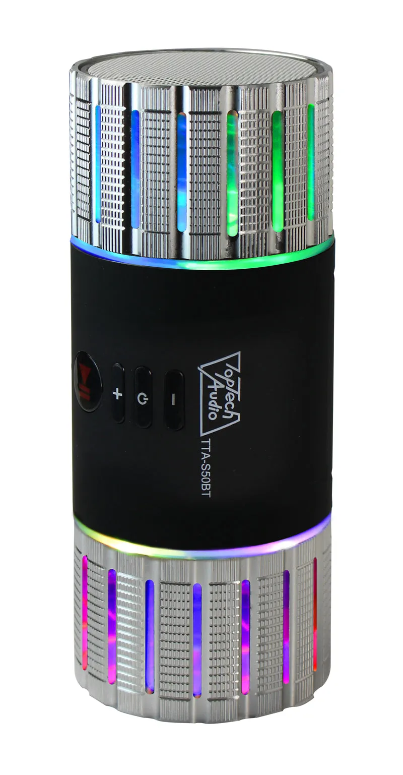 Portable Bluetooth Speaker with Colorful LED Lights, FM & USB Support