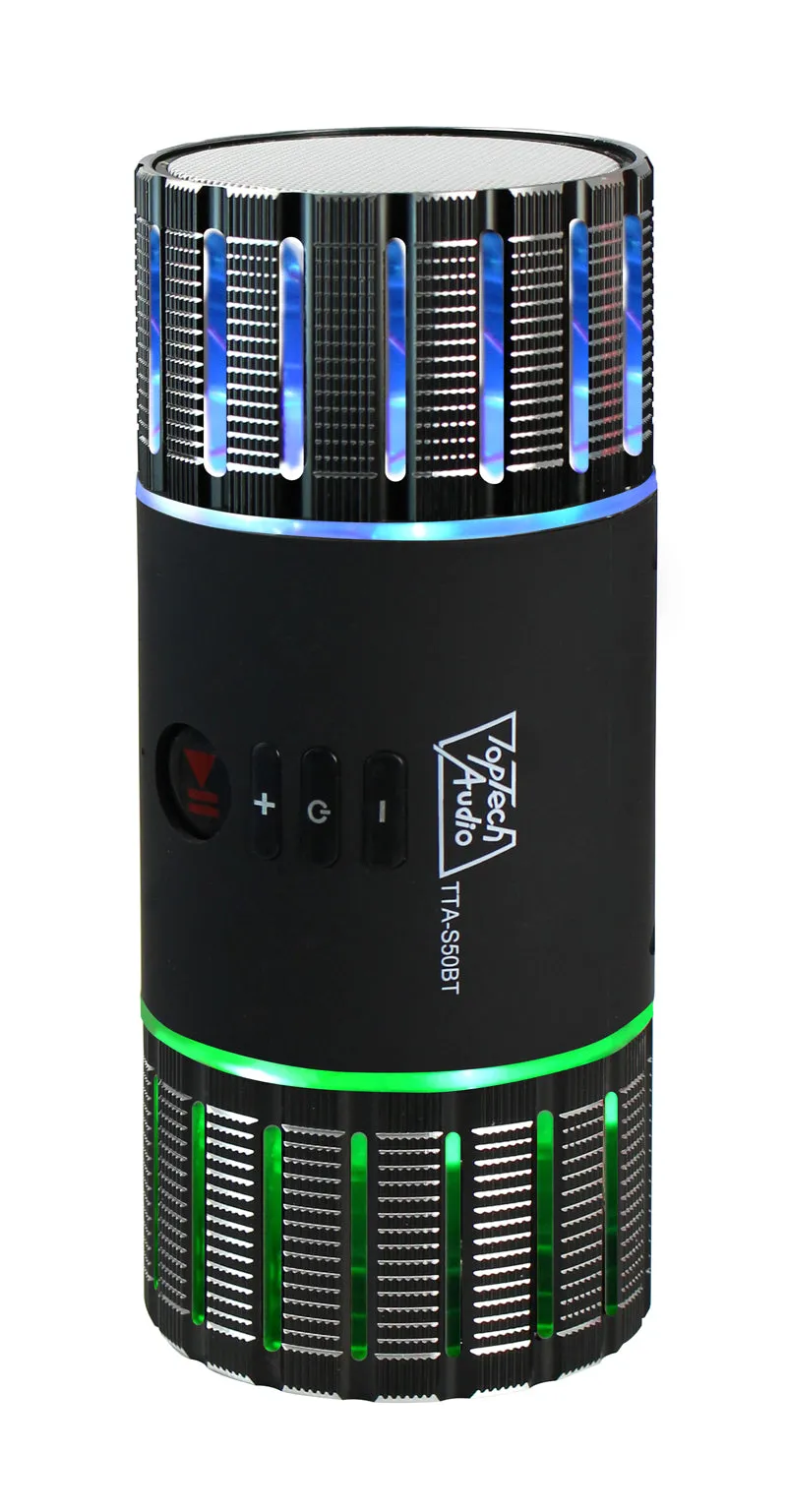 Portable Bluetooth Speaker with Colorful LED Lights, FM & USB Support