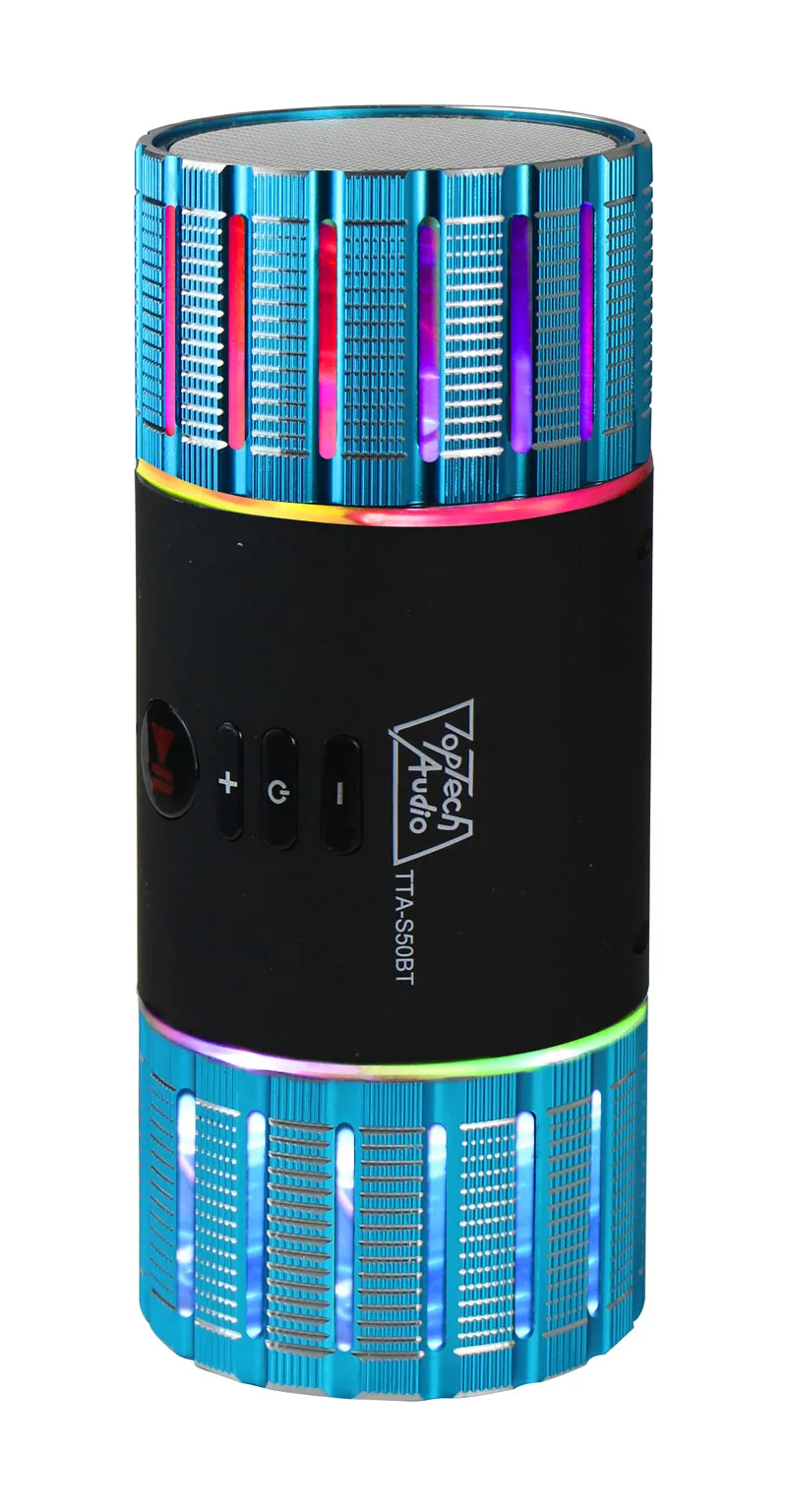 Portable Bluetooth Speaker with Colorful LED Lights, FM & USB Support