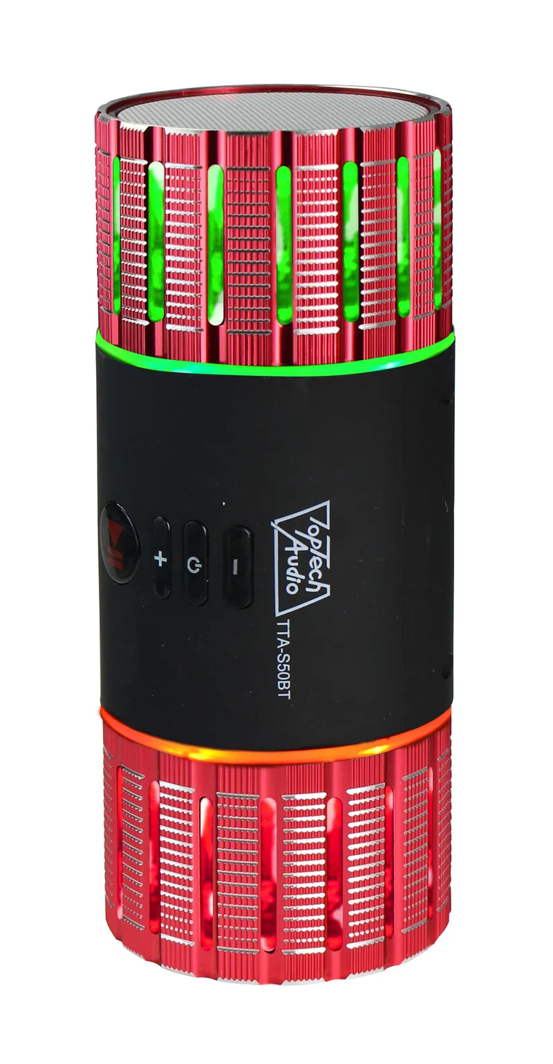 Portable Bluetooth Speaker with Colorful LED Lights, FM & USB Support