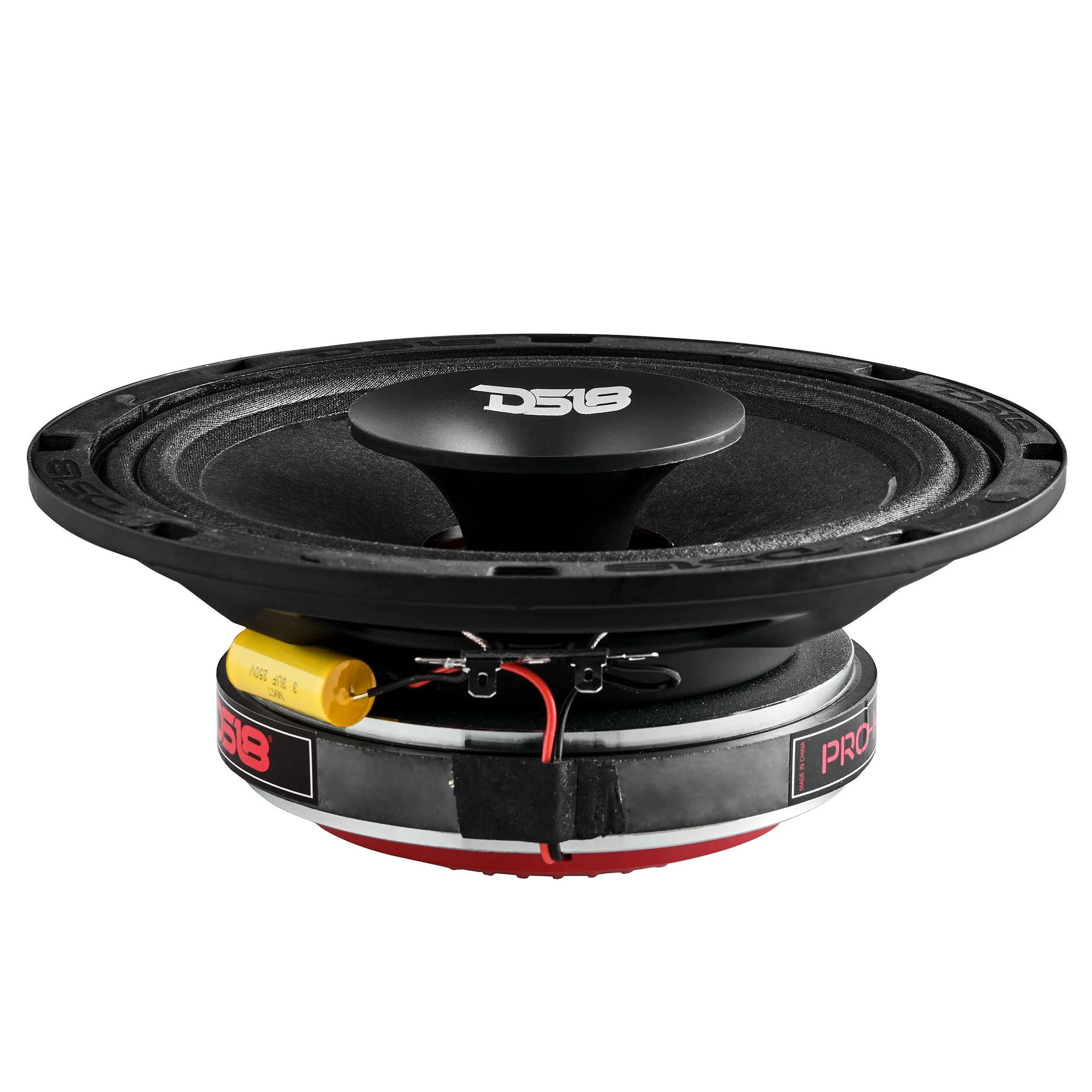 PRO 8" Shallow Coaxial Hybrid Mid-Range Loudspeaker with Built-in Driver 200 Watts Rms 4-Ohm - Grill Included