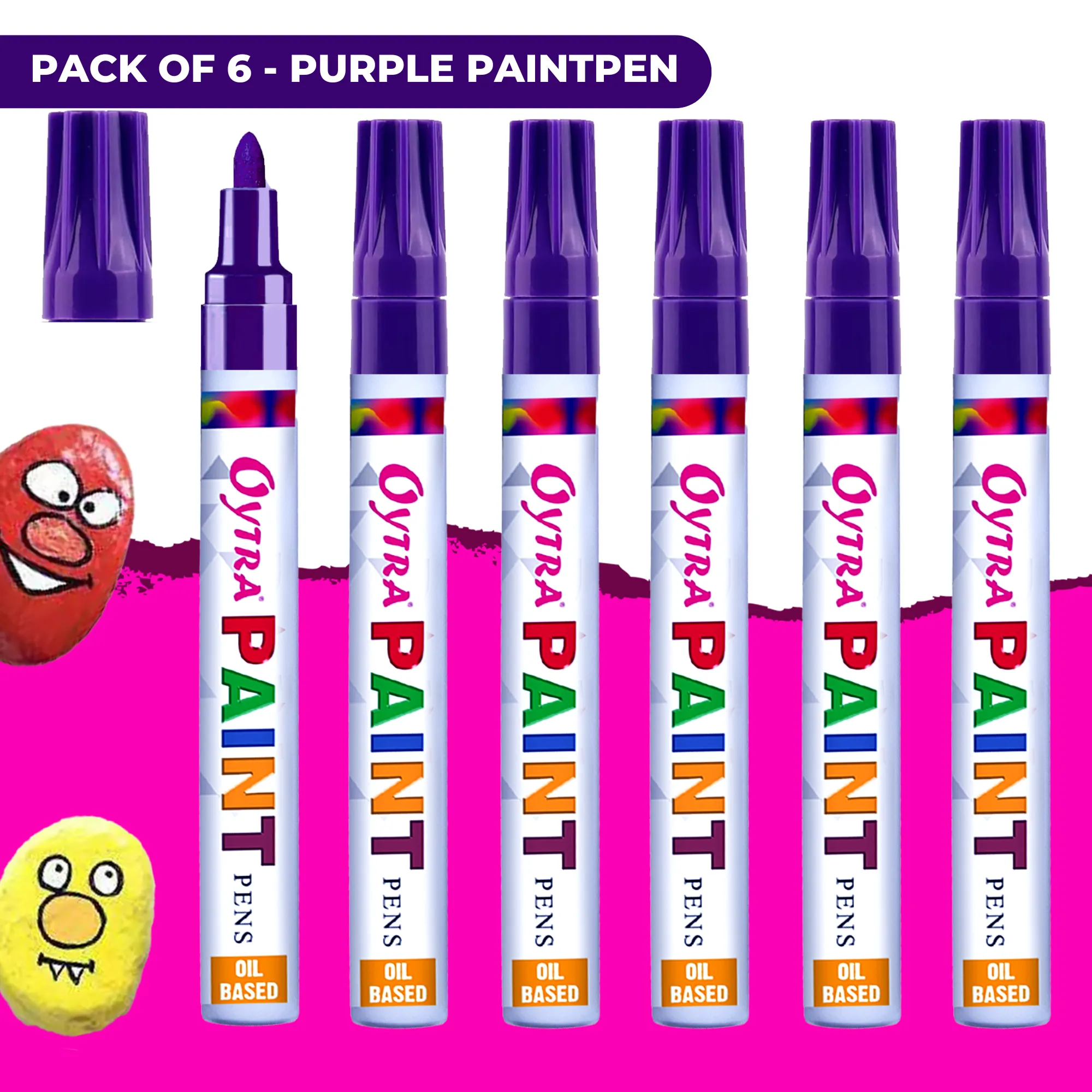Purple Paint Permanent Marker Pen Set of 6