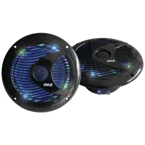 Pyle PLMR6LEB Hydra Series 6.5 150-Watt Dual-Cone Waterproof Marine-Grade Speakers with Programmable Multicolor LEDs (Black)