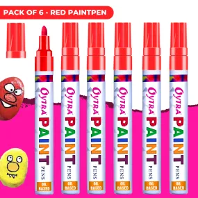 Red Paint Permanent Marker Pen Set of 6