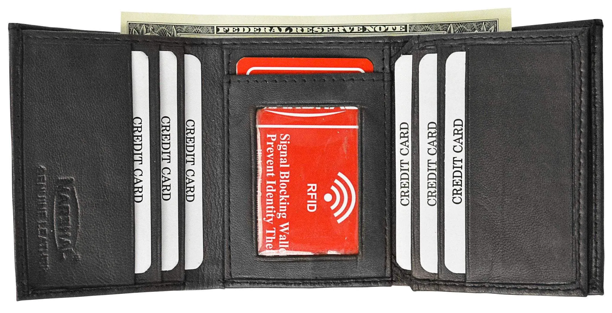 RFID Blocking Men's Lamb Leather Classic Trifold Wallet  RFID 1107 BOX (C)