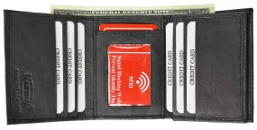 RFID Blocking Men's Lamb Leather Classic Trifold Wallet  RFID 1107 BOX (C)