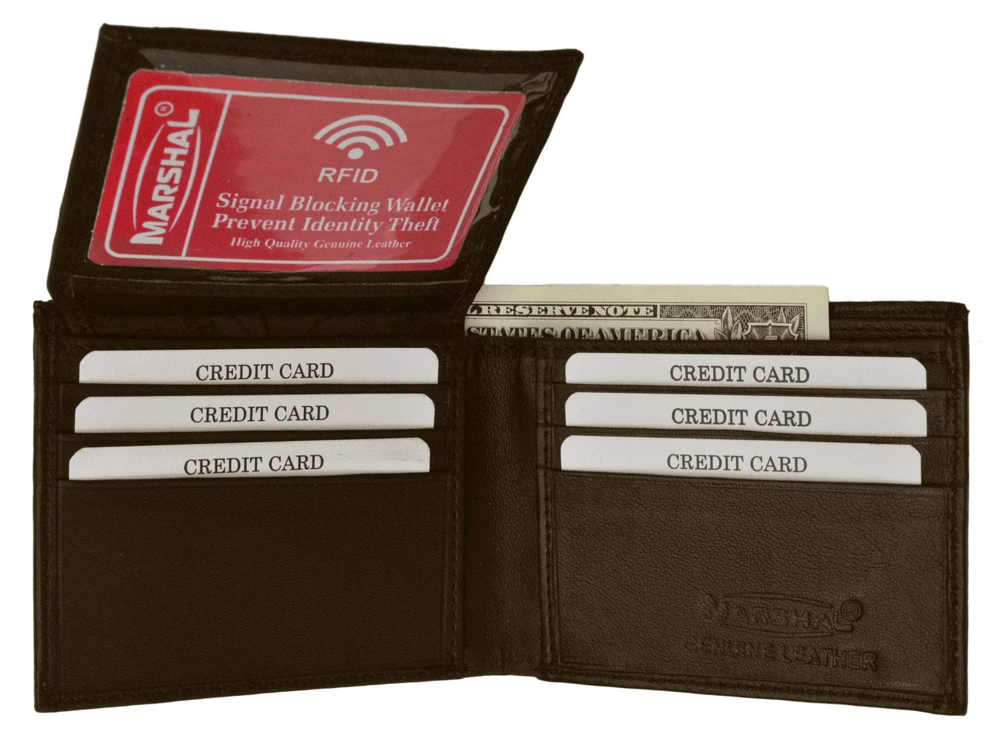 RFID Blocking Men's Premium Genuine Leather Flap Up ID Slim Bifold Wallet RFID P 53 (C)