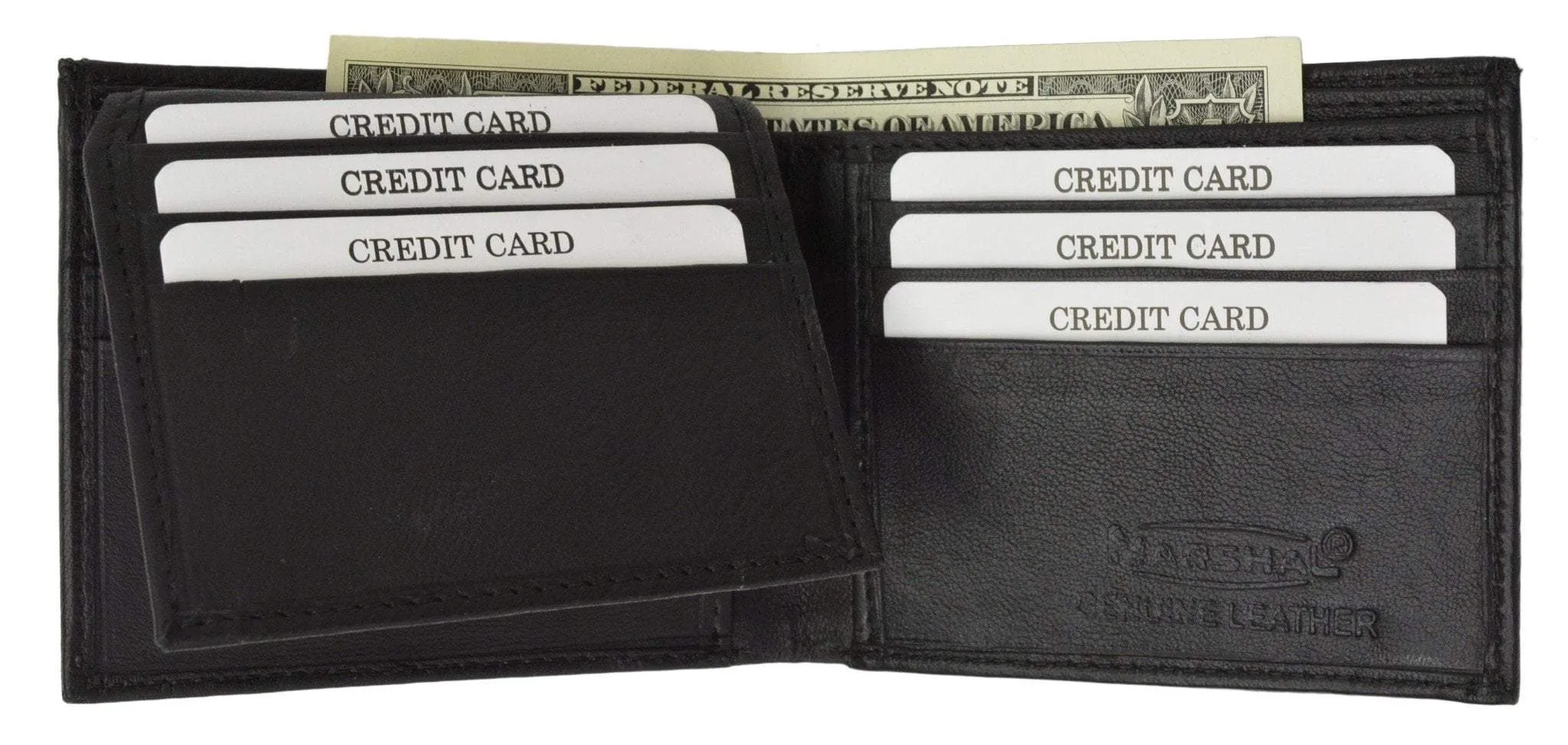 RFID Blocking Men's Premium Genuine Leather Flap Up ID Slim Bifold Wallet RFID P 53 (C)