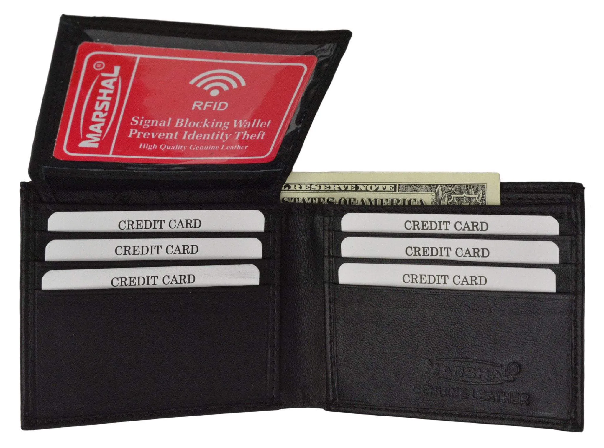 RFID Blocking Men's Premium Genuine Leather Flap Up ID Slim Bifold Wallet RFID P 53 (C)