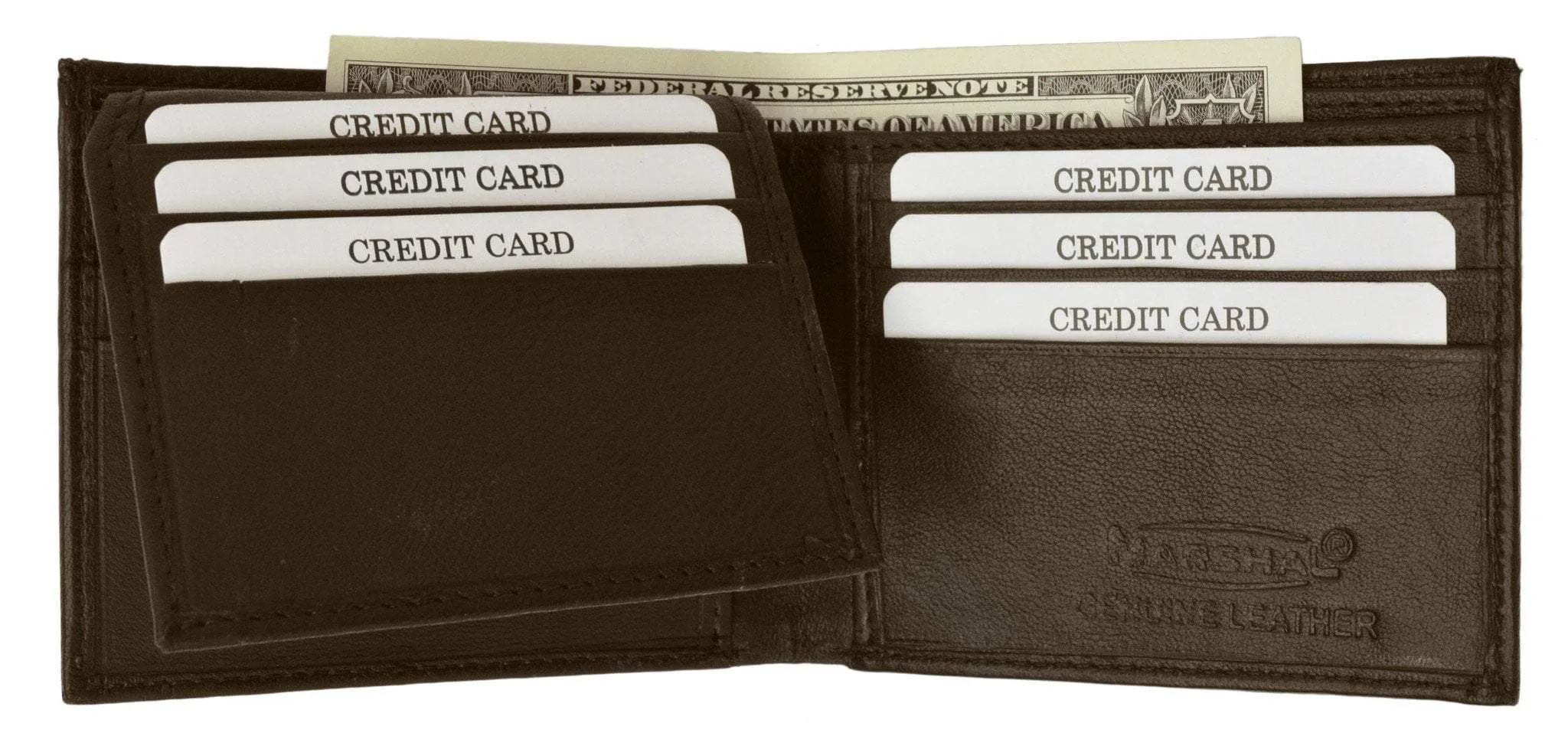 RFID Blocking Men's Premium Genuine Leather Flap Up ID Slim Bifold Wallet RFID P 53 (C)