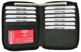 RFID Blocking Mens Premium Soft Leather Zippered ID Wallet RFID P 702 (C)