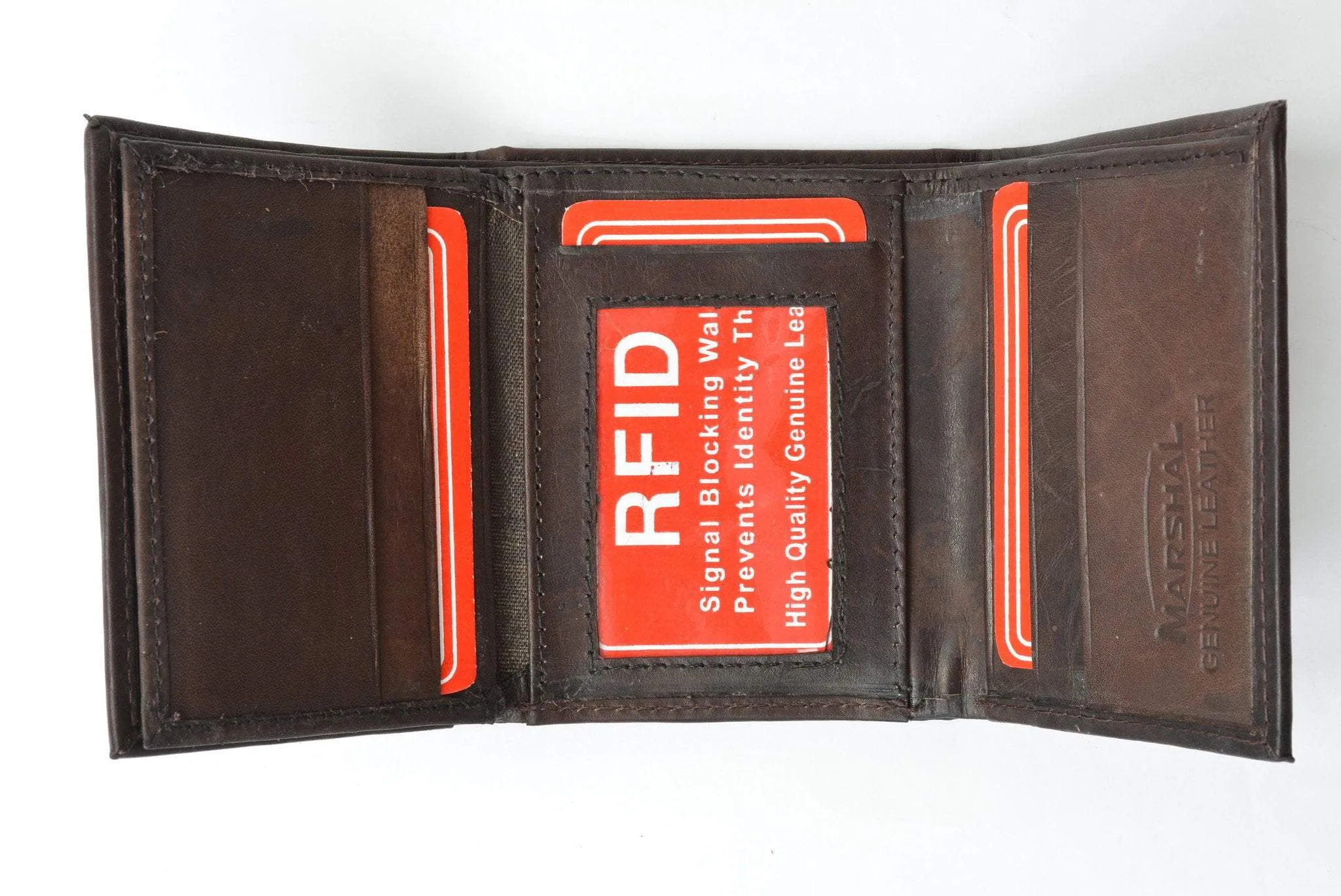 RFID Blocking Mens Trifold Leather Wallet RFID 1107 (C)