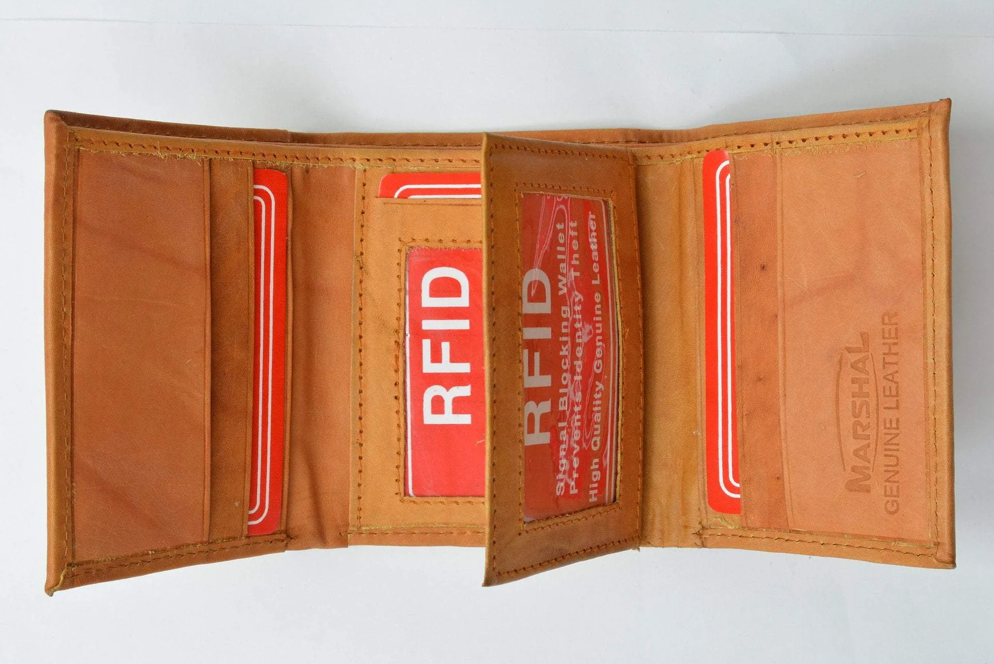 RFID Blocking Mens Trifold Leather Wallet RFID 1107 (C)
