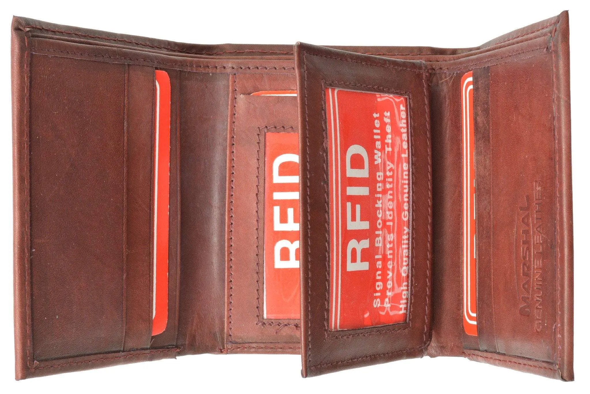 RFID Blocking Mens Trifold Leather Wallet RFID 1107 (C)