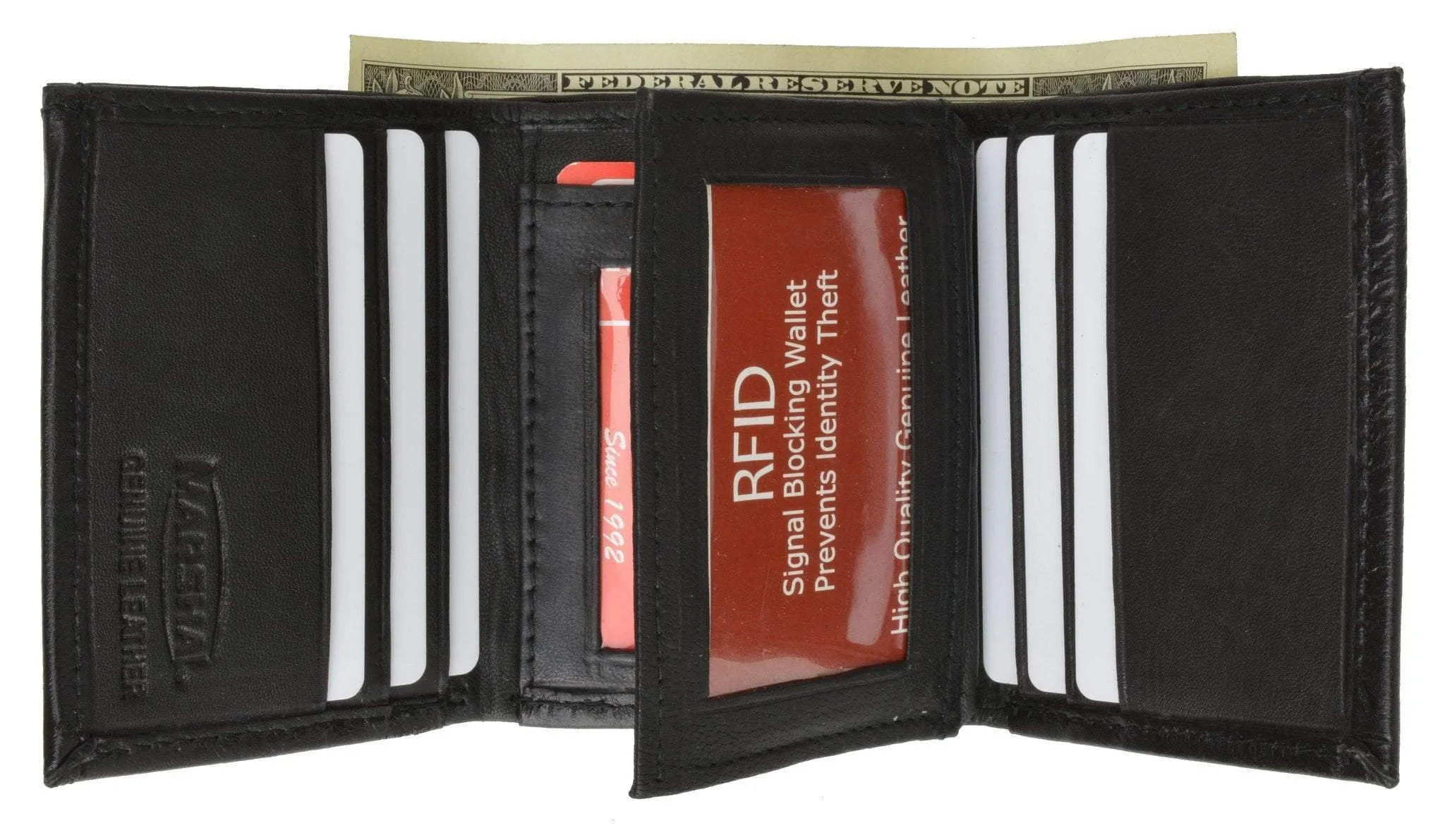 RFID Blocking Mens Trifold Leather Wallet RFID 1107 (C)