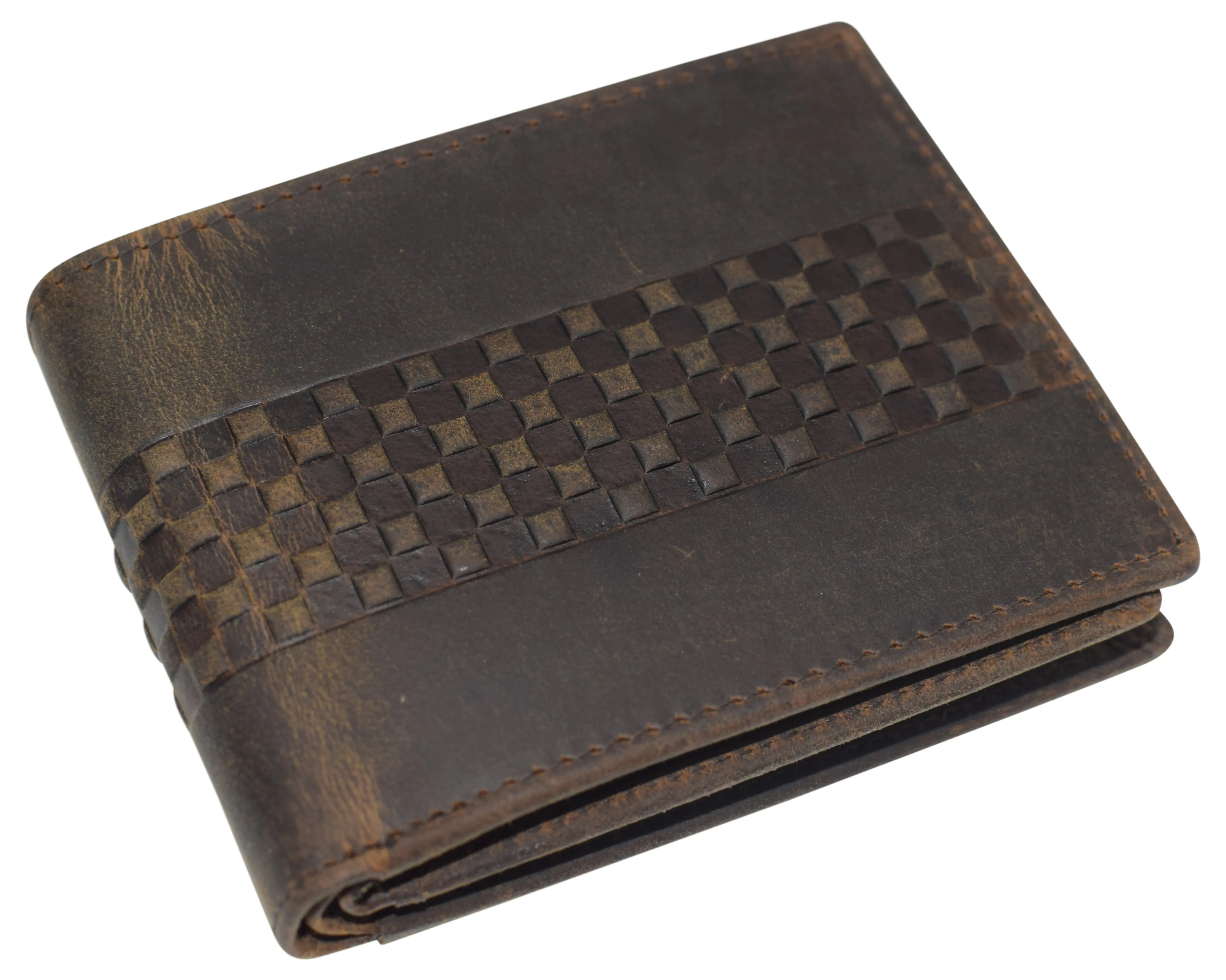RFID Blocking Premium Soft Leather Men's Multi Card Compact Center Flip Bifold Wallet RFID P 52 (C)