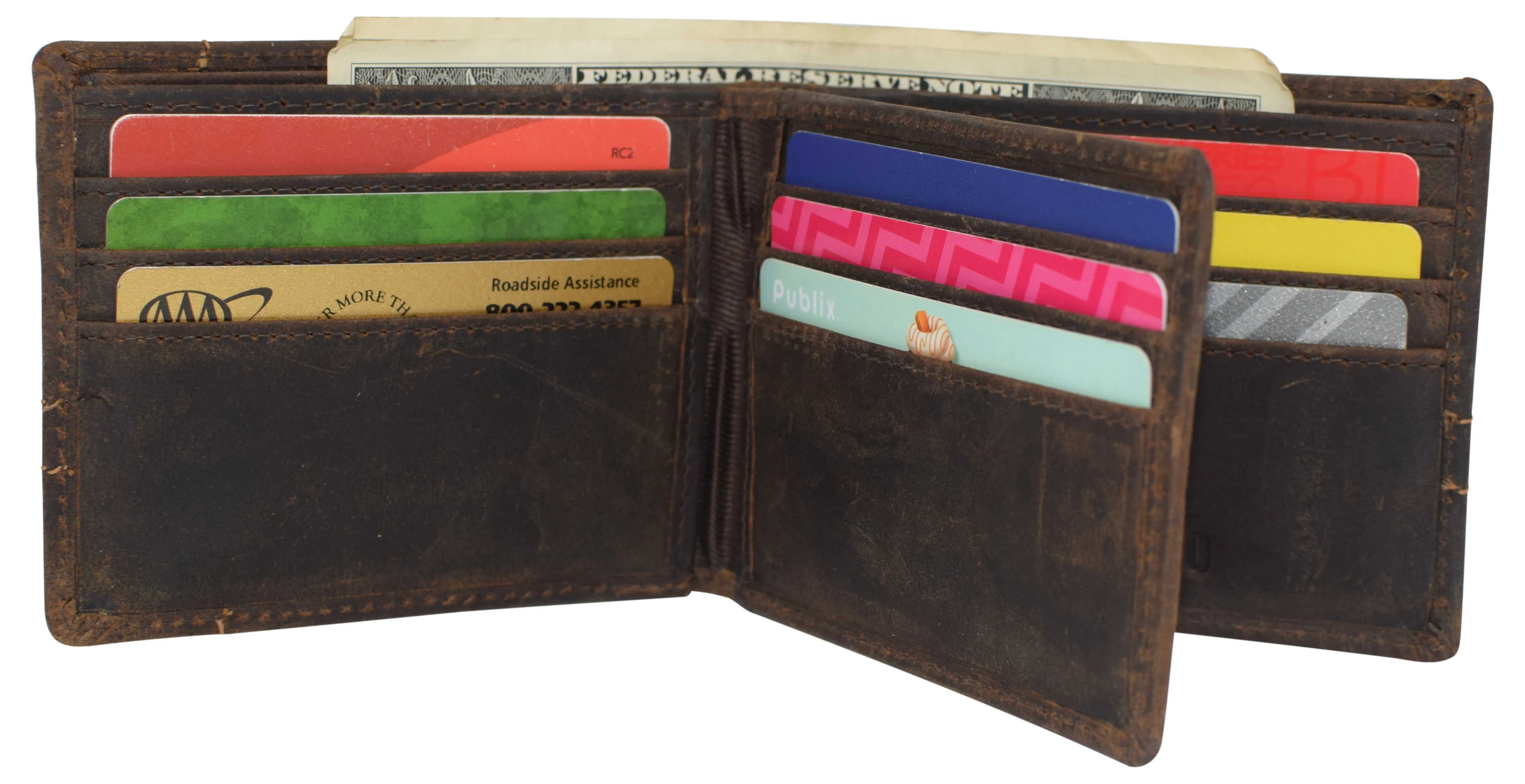 RFID Blocking Premium Soft Leather Men's Multi Card Compact Center Flip Bifold Wallet RFID P 52 (C)