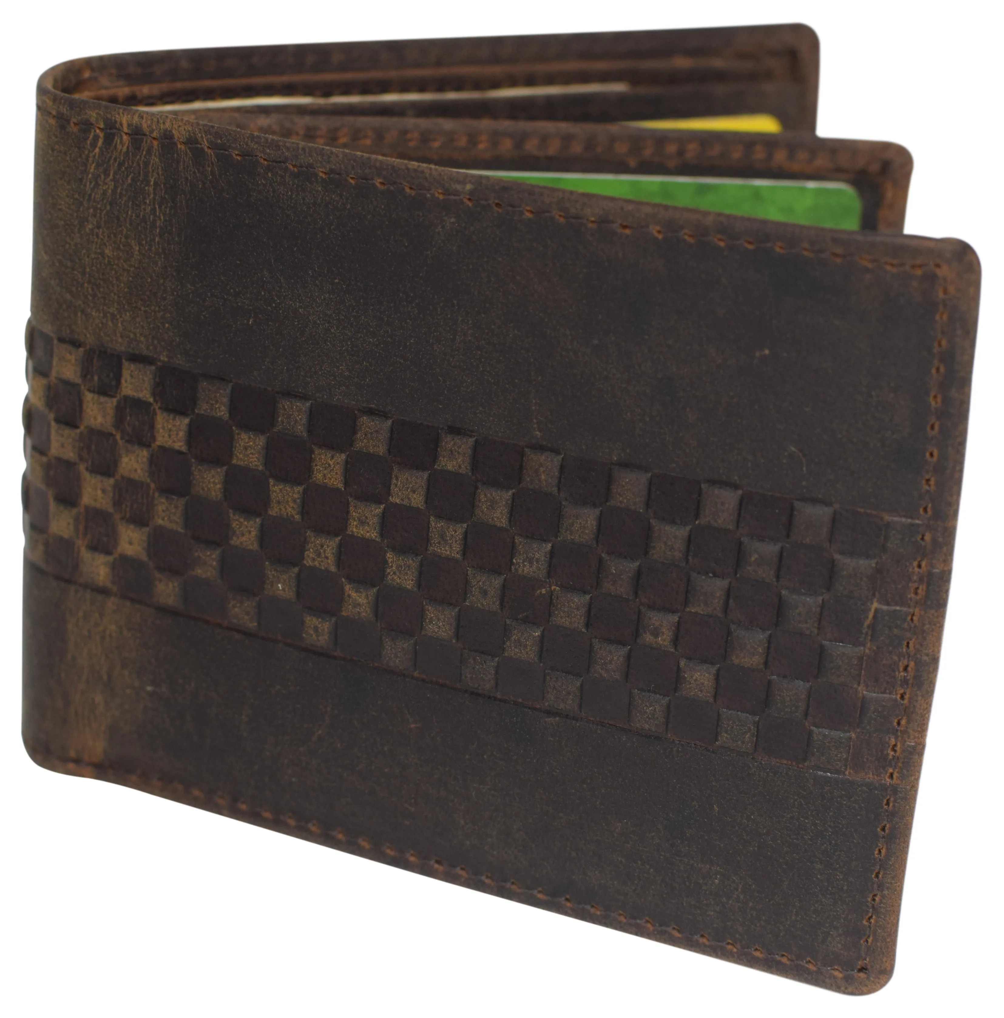 RFID Blocking Premium Soft Leather Men's Multi Card Compact Center Flip Bifold Wallet RFID P 52 (C)