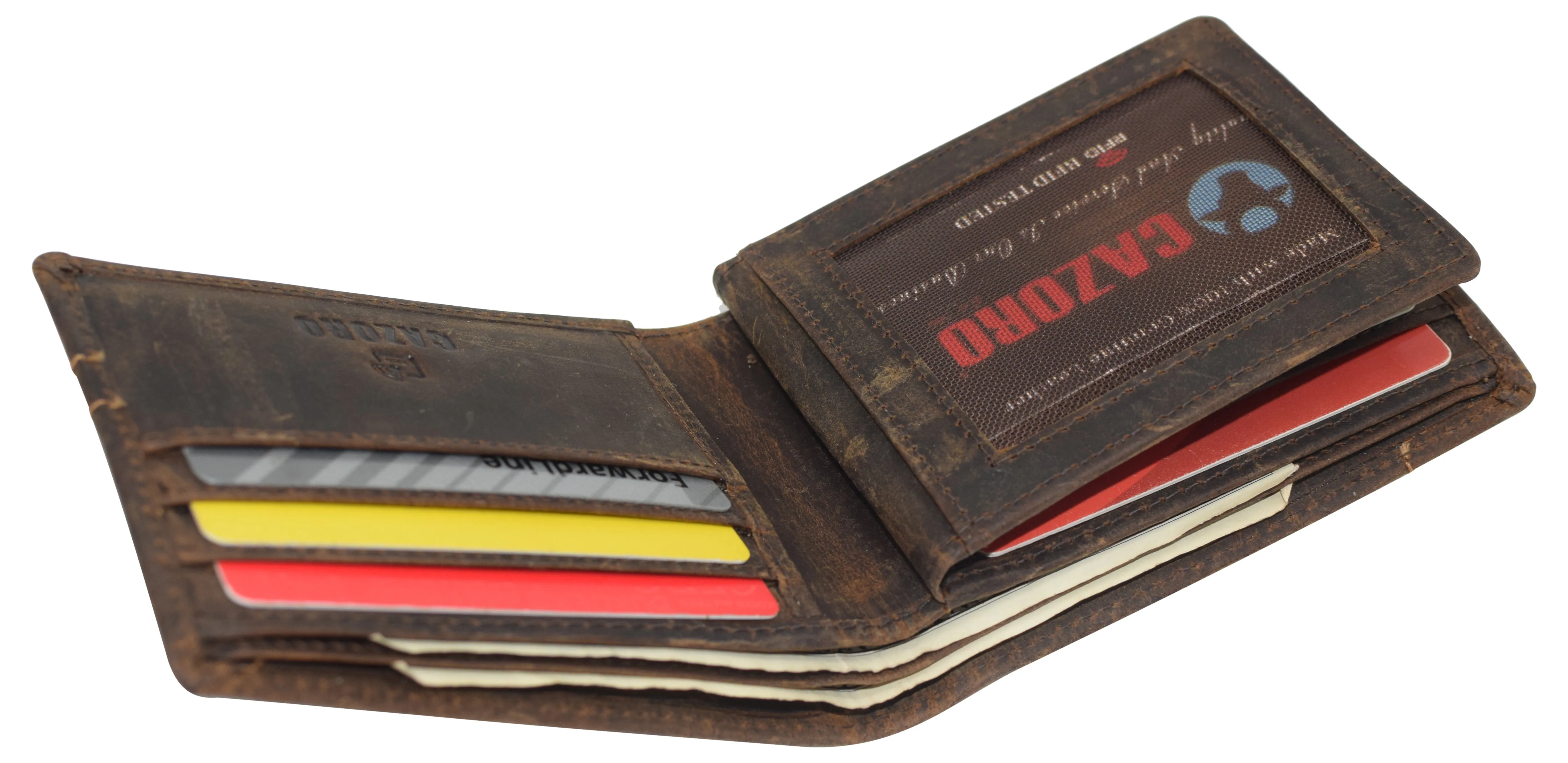 RFID Blocking Premium Soft Leather Men's Multi Card Compact Center Flip Bifold Wallet RFID P 52 (C)