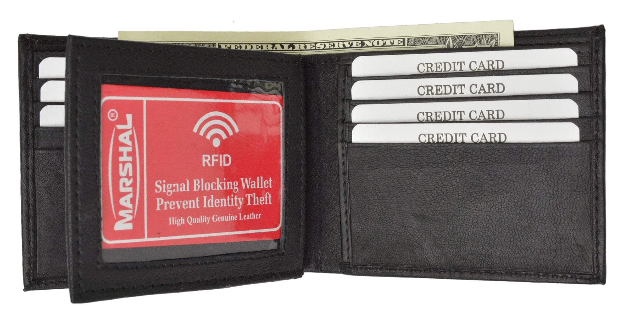 RFID Blocking Premium Soft Leather Men's Multi Card Compact Center Flip Bifold Wallet RFID P 52 (C)