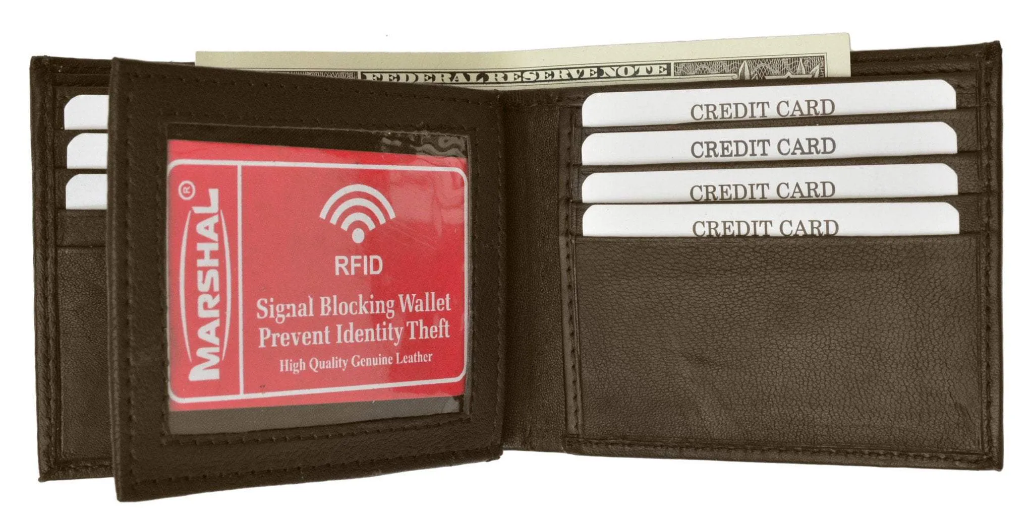 RFID Blocking Premium Soft Leather Men's Multi Card Compact Center Flip Bifold Wallet RFID P 52 (C)