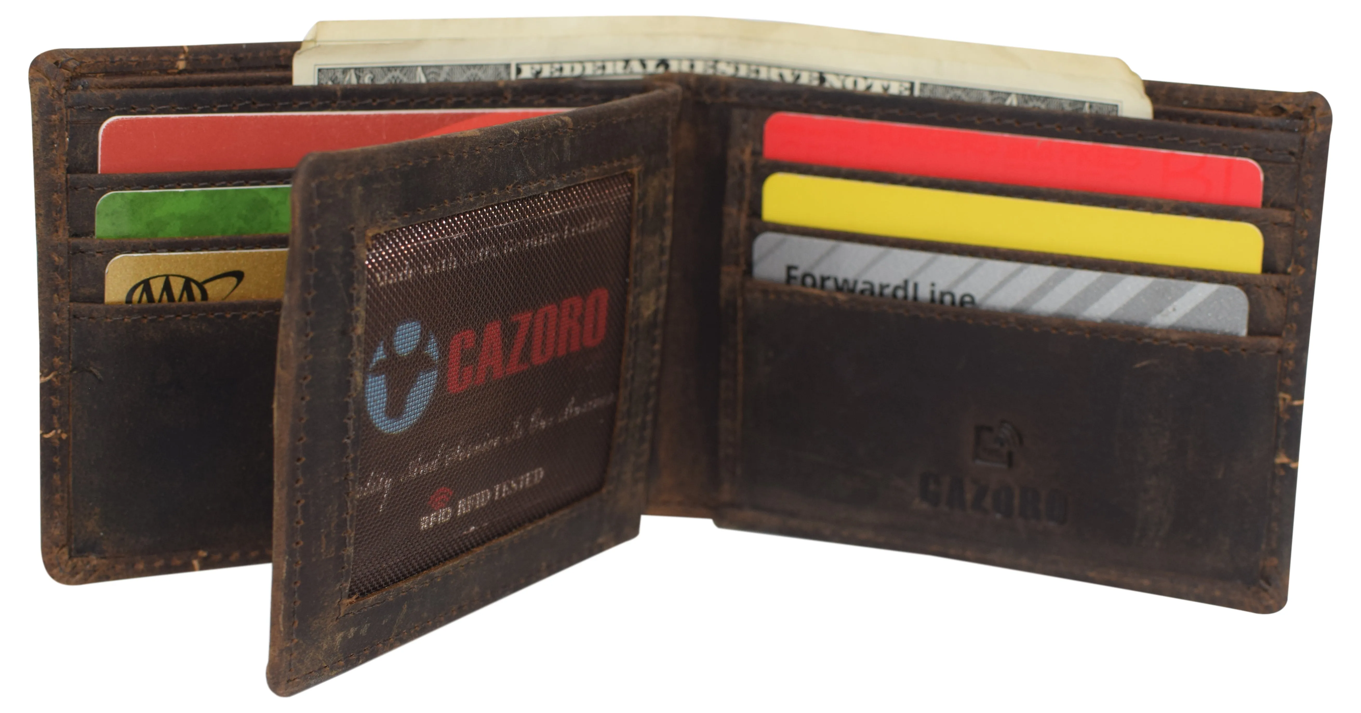 RFID Blocking Premium Soft Leather Men's Multi Card Compact Center Flip Bifold Wallet RFID P 52 (C)