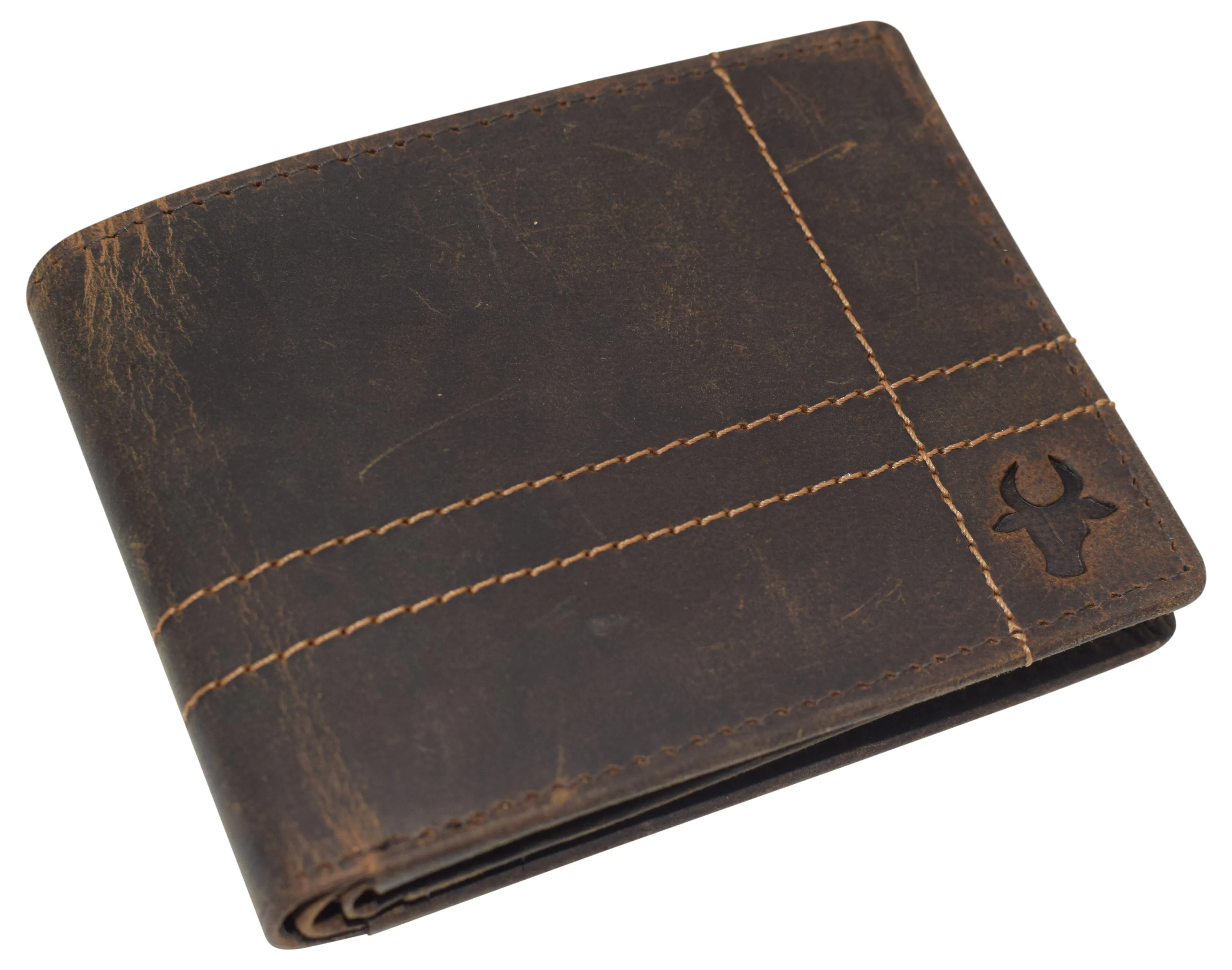 RFID Blocking Premium Soft Leather Men's Multi Card Compact Center Flip Bifold Wallet RFID P 52 (C)