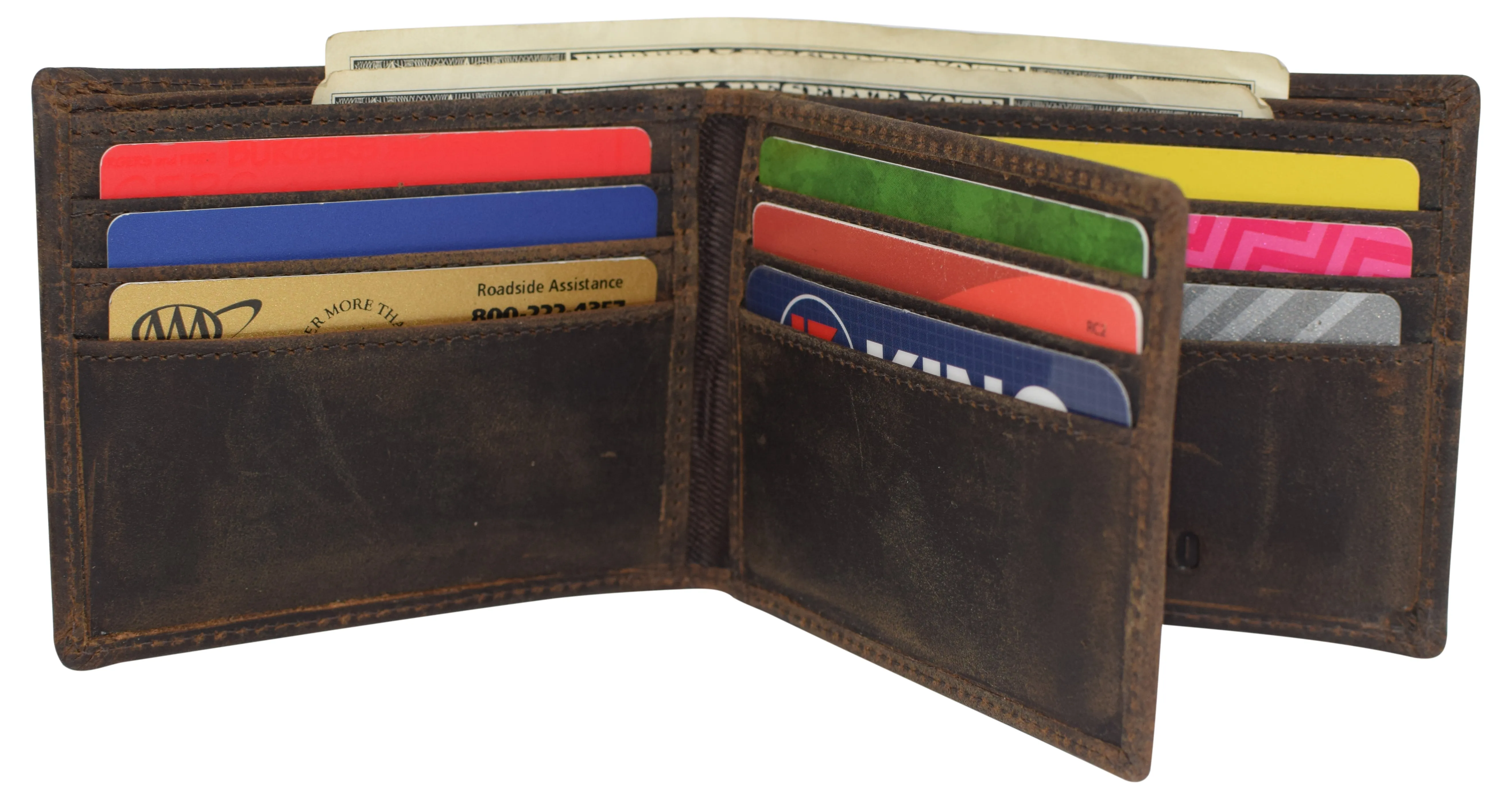RFID Blocking Premium Soft Leather Men's Multi Card Compact Center Flip Bifold Wallet RFID P 52 (C)