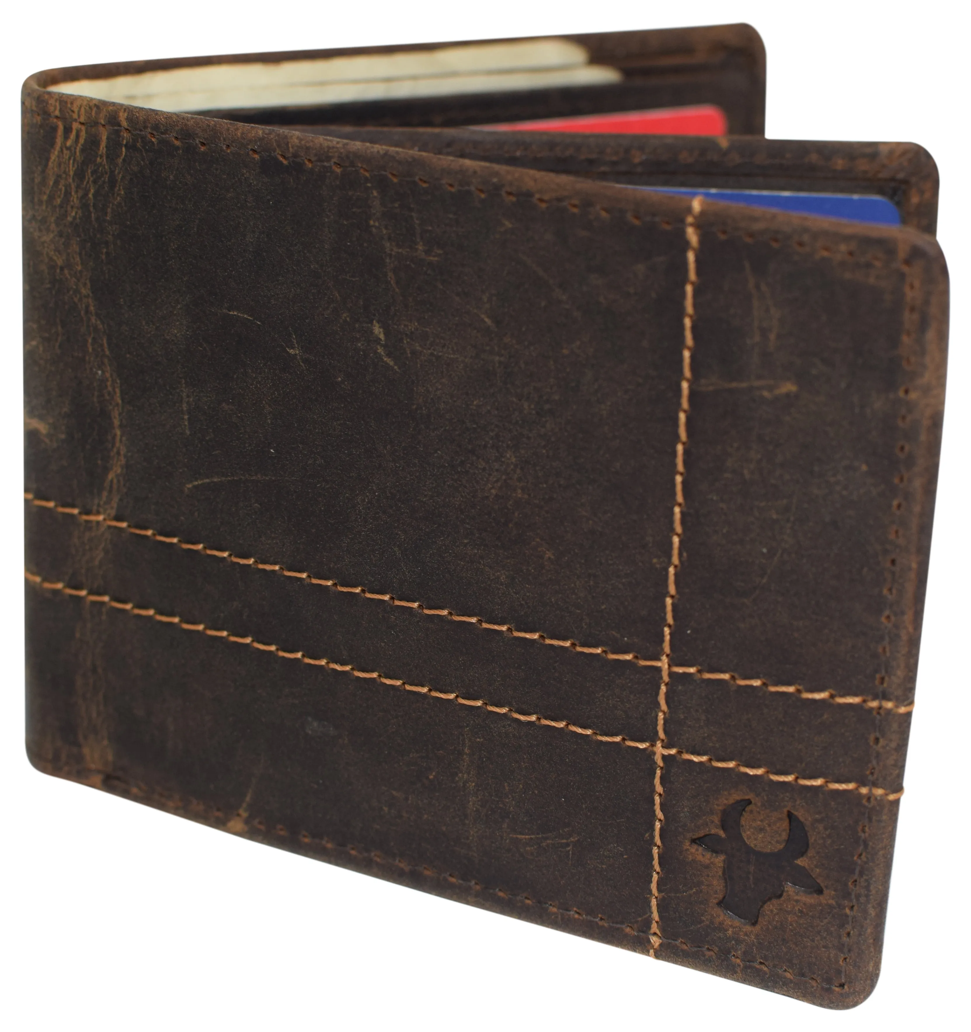 RFID Blocking Premium Soft Leather Men's Multi Card Compact Center Flip Bifold Wallet RFID P 52 (C)