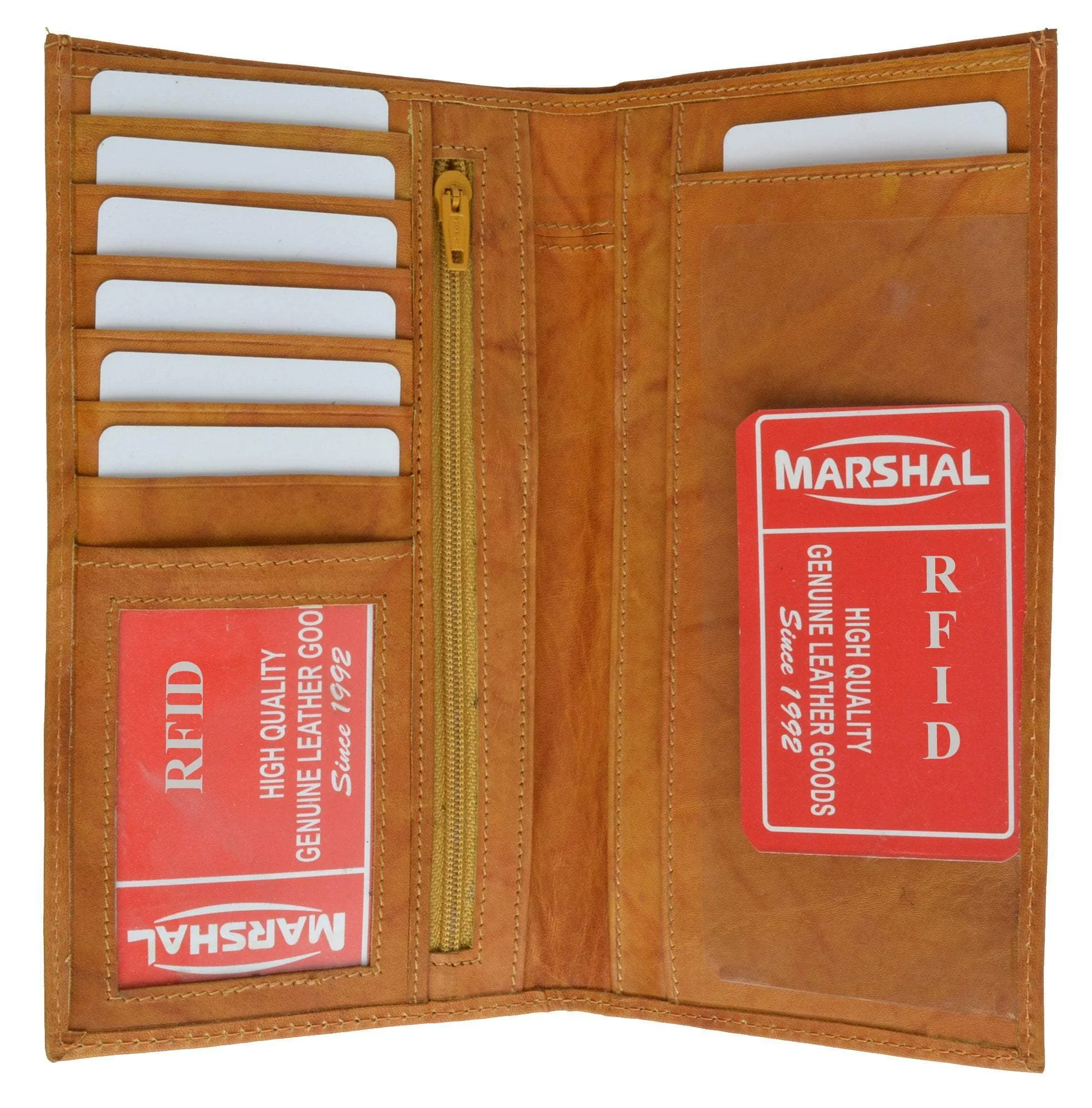RFID Blocking Slim Leather Checkbook Organizer ID Credit Card Holder Wallet RFID 853 (C)