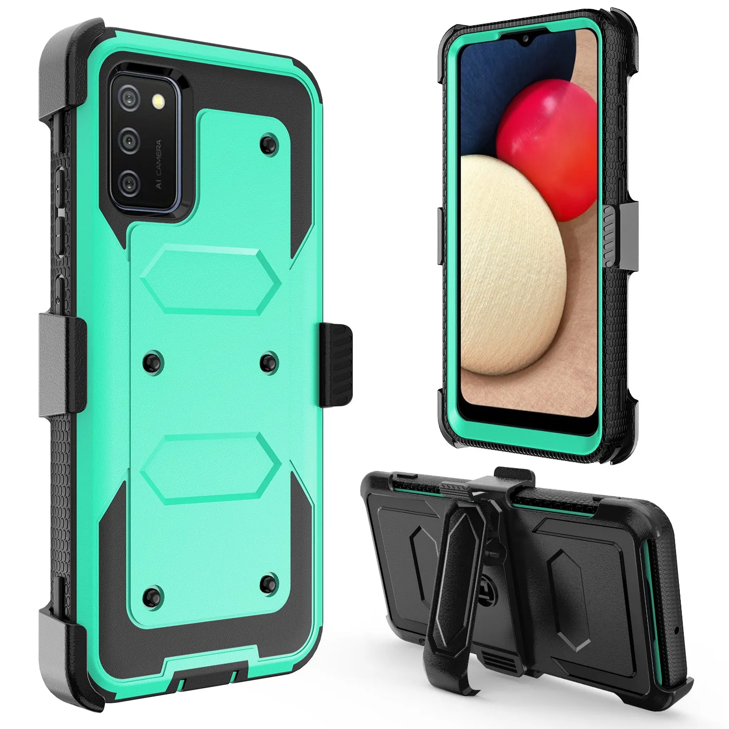 Samsung Galaxy A32 5G Case, Galaxy A32 5G Case, Triple Protection 3-1 w/ Built in Screen Protector Heavy Duty Holster Shell Combo Case - Teal