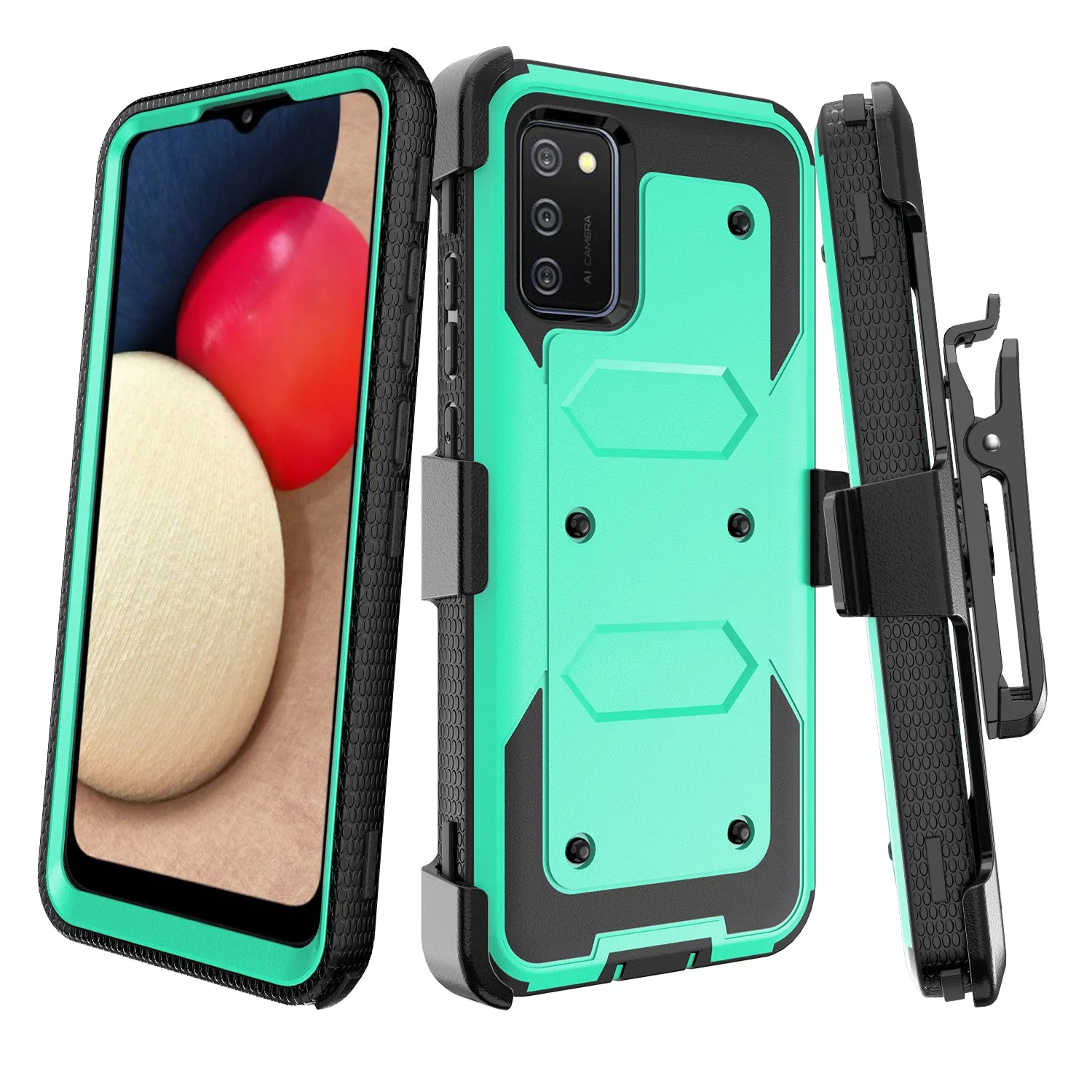 Samsung Galaxy A32 5G Case, Galaxy A32 5G Case, Triple Protection 3-1 w/ Built in Screen Protector Heavy Duty Holster Shell Combo Case - Teal