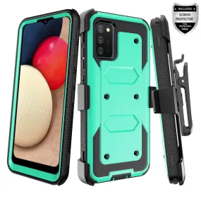Samsung Galaxy A32 5G Case, Galaxy A32 5G Case, Triple Protection 3-1 w/ Built in Screen Protector Heavy Duty Holster Shell Combo Case - Teal
