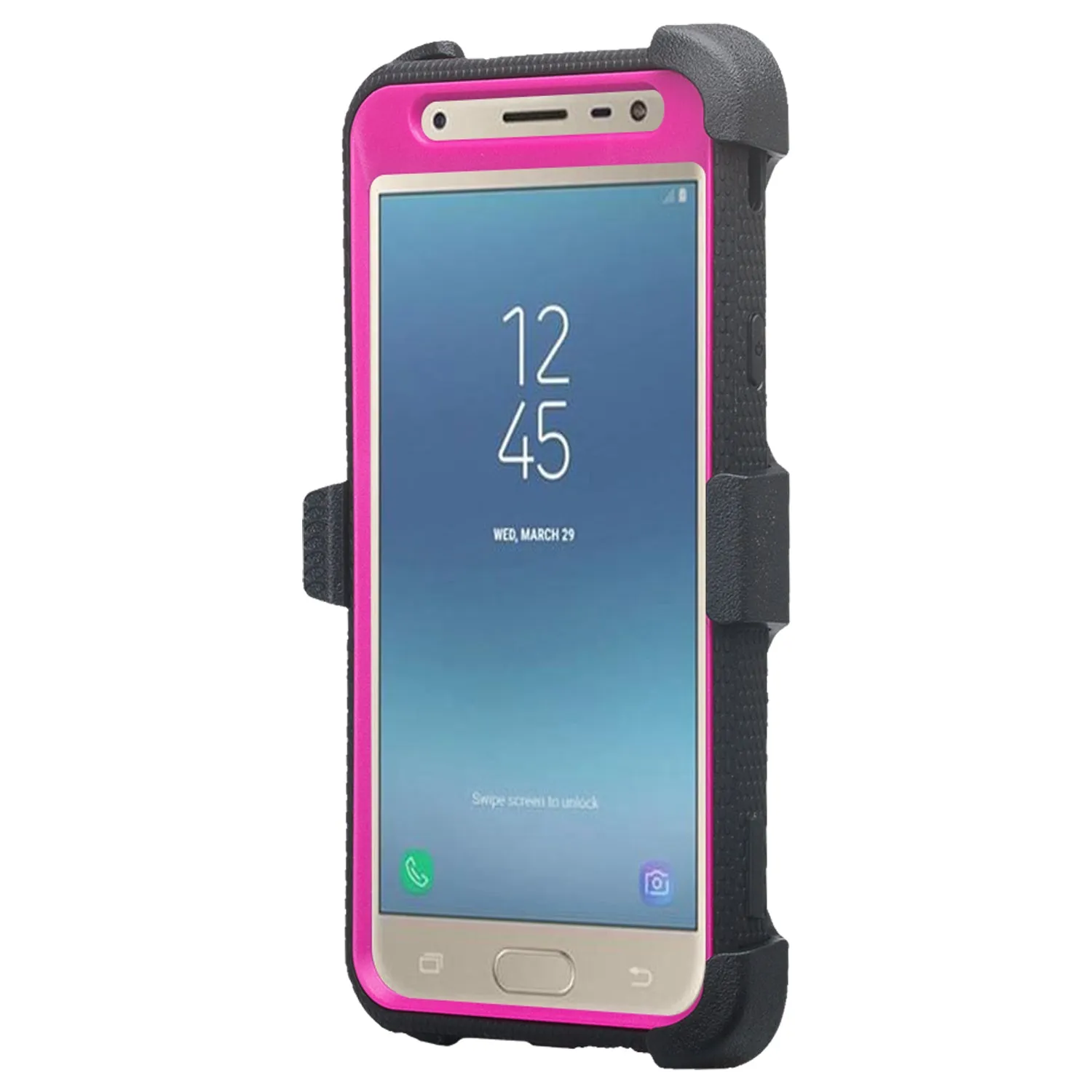 Samsung Galaxy J7 V 2nd Gen/J7 Crown/J7 Top/J7 2018/J7 Star/J7 Achieve/J7 Refine/J7 Aero/J7 Aura Case, Triple Protection 3-1 w/ Built in Screen Protector Heavy Duty Holster Shell Combo Case - Purple