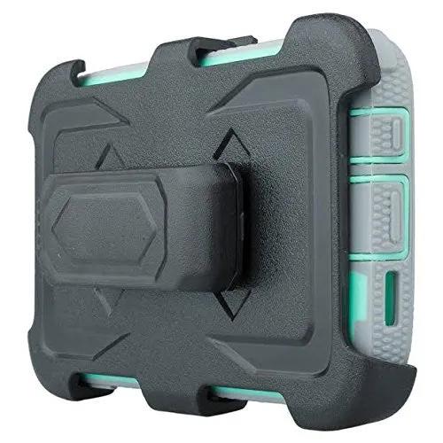 Samsung Galaxy S7 Edge Case, Heavy Duty Hybrid Rotating Swivel Locking Holster Case for Galaxy S7 Edge - Teal/Grey