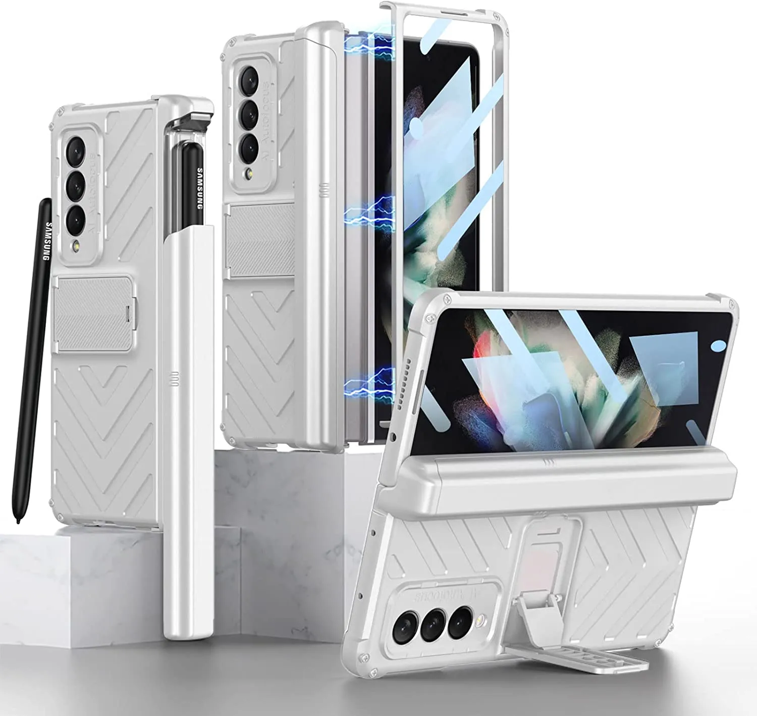 Samsung Galaxy Z Fold 3 5G Builtin Screen Portector-Silver